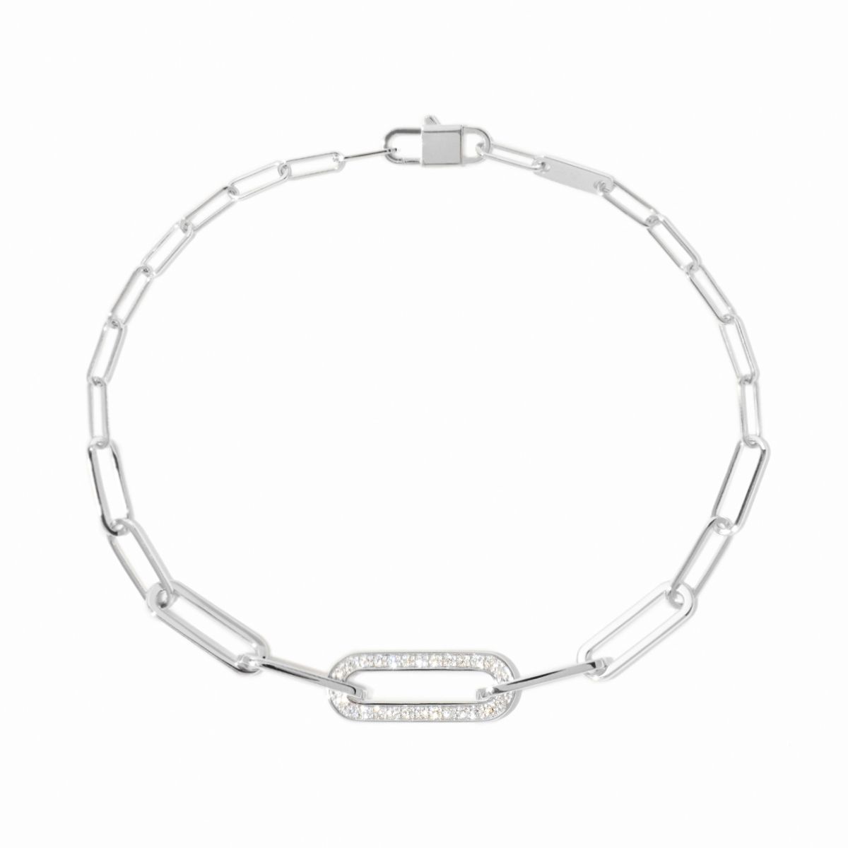 Bracelet Maillon petit modèle or blanc et diamants