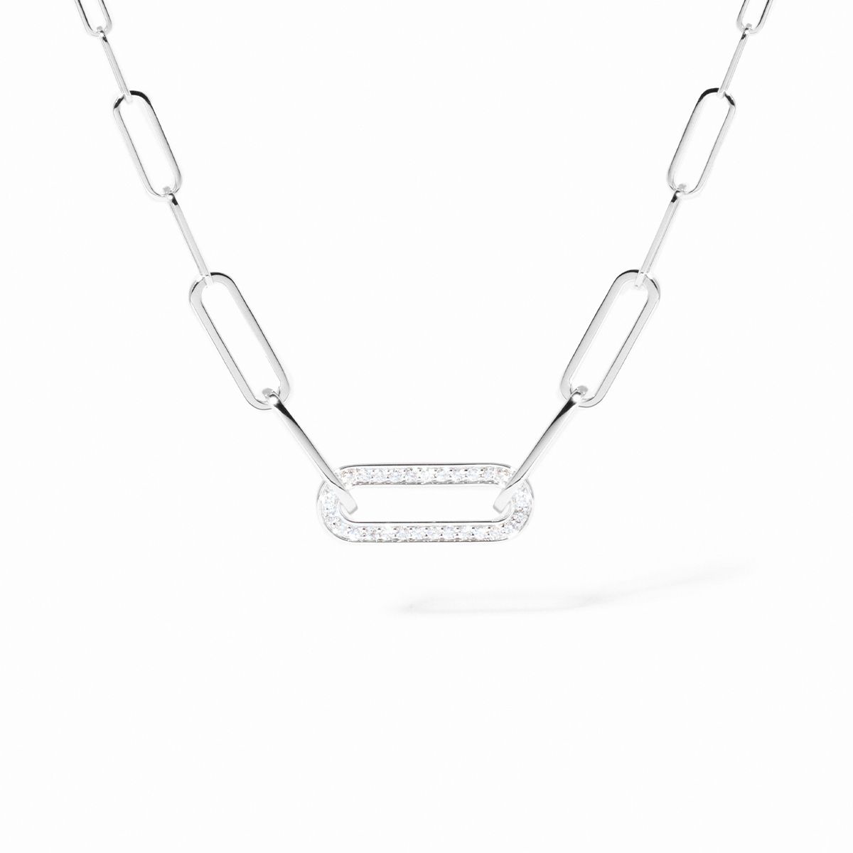 Collier Maillon petit modèle or blanc et diamants