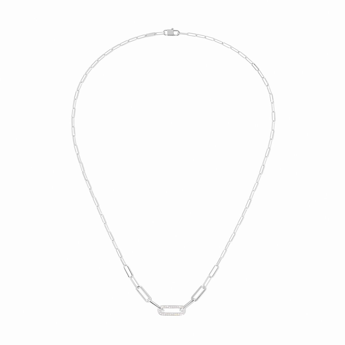 Collier Maillon petit modèle or blanc et diamants Maillon Référence :  660422 -2