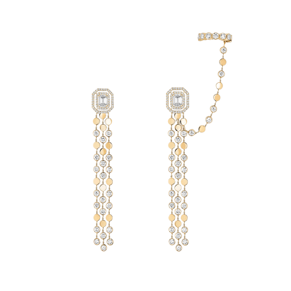 Boucles D-Vibes Multi Rangs d'oreilles Diamant Or Jaune