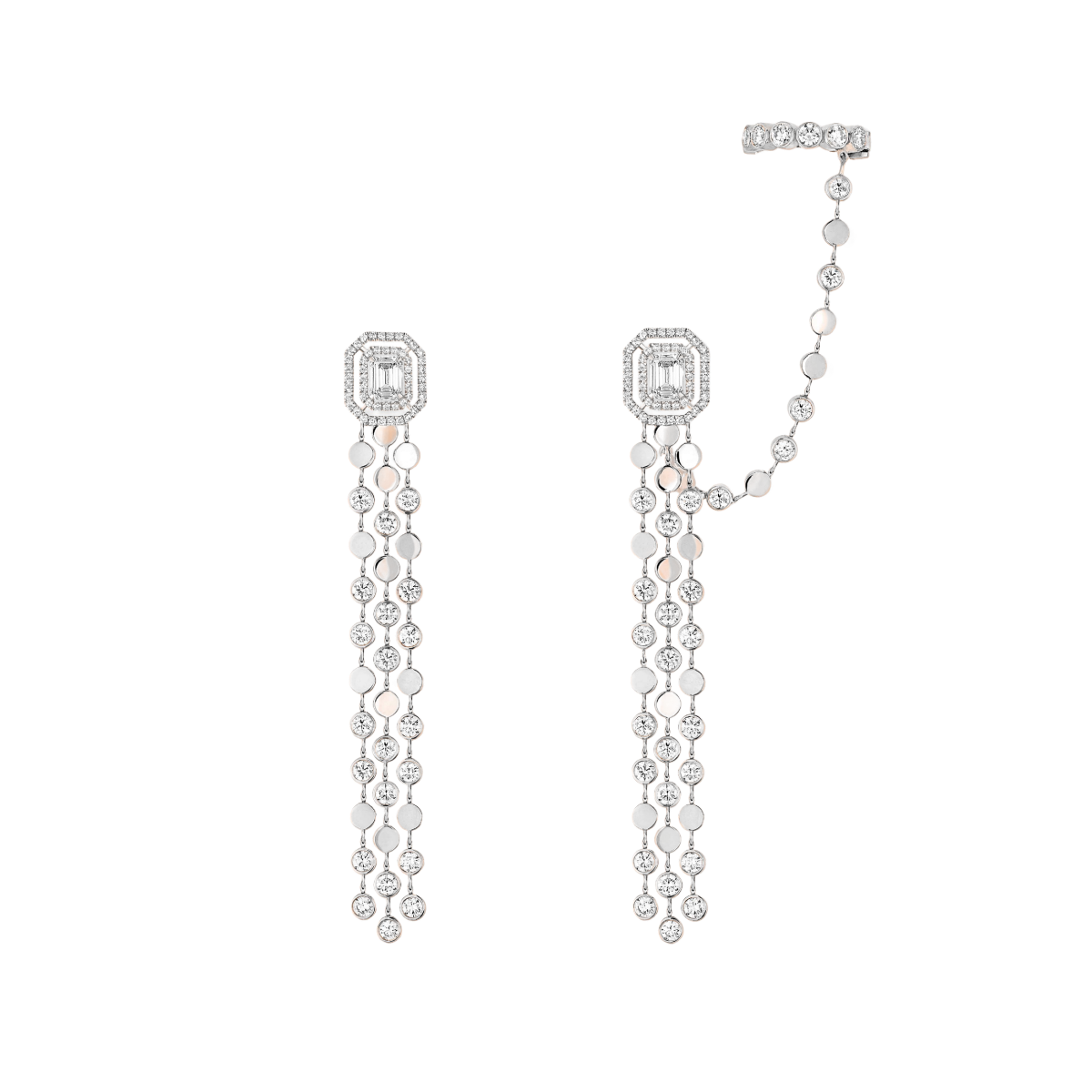 Boucles D-Vibes Multi Rangs d'oreilles Diamant Or Blanc