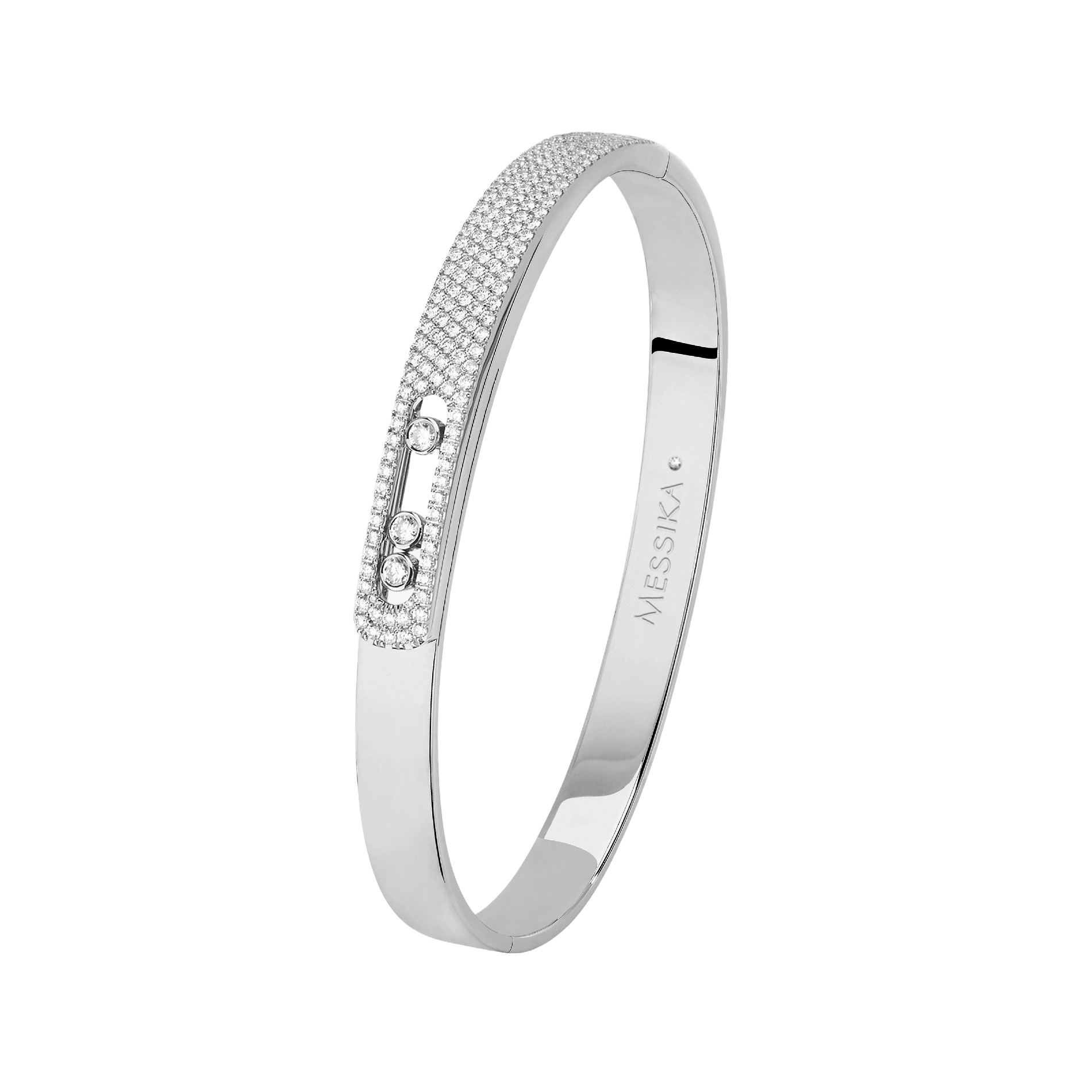 Bracelet Bangle Move Noa MM Pavé Grandes Tailles Diamant Or Blanc