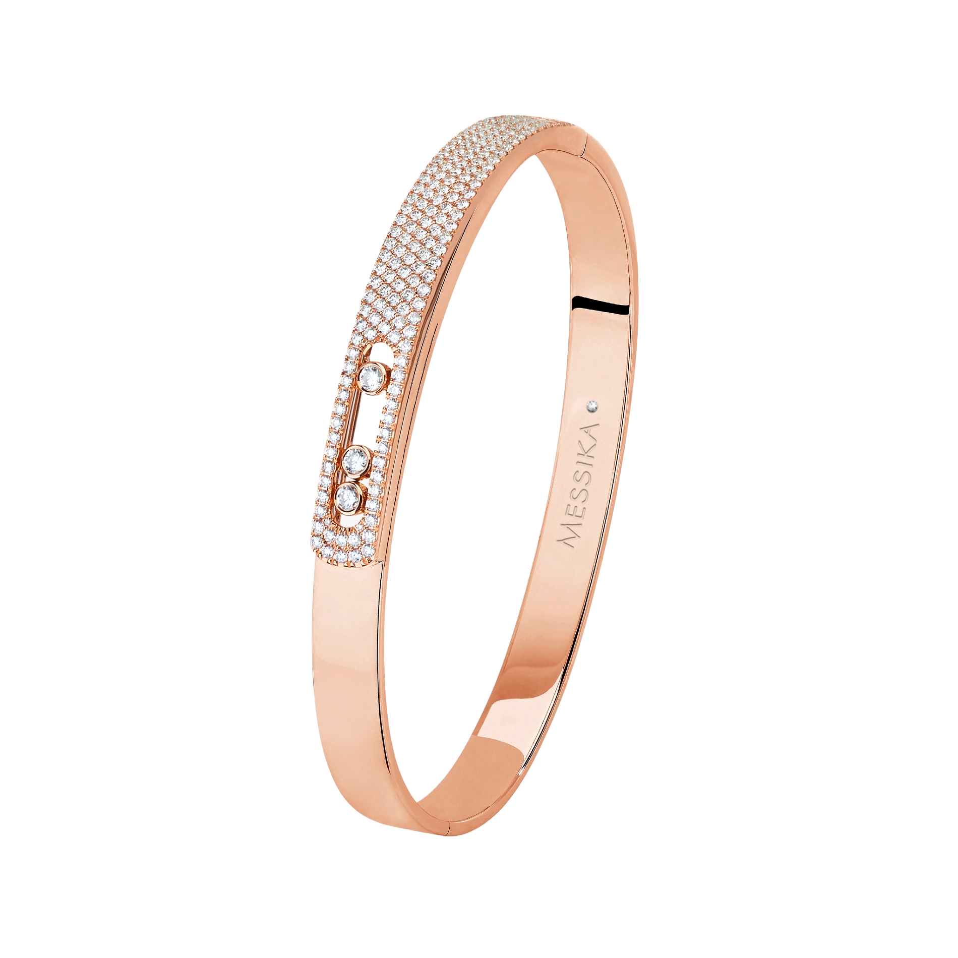 Bracelet Bangle Move Noa MM Pavé Grandes Tailles Diamant Or Rose