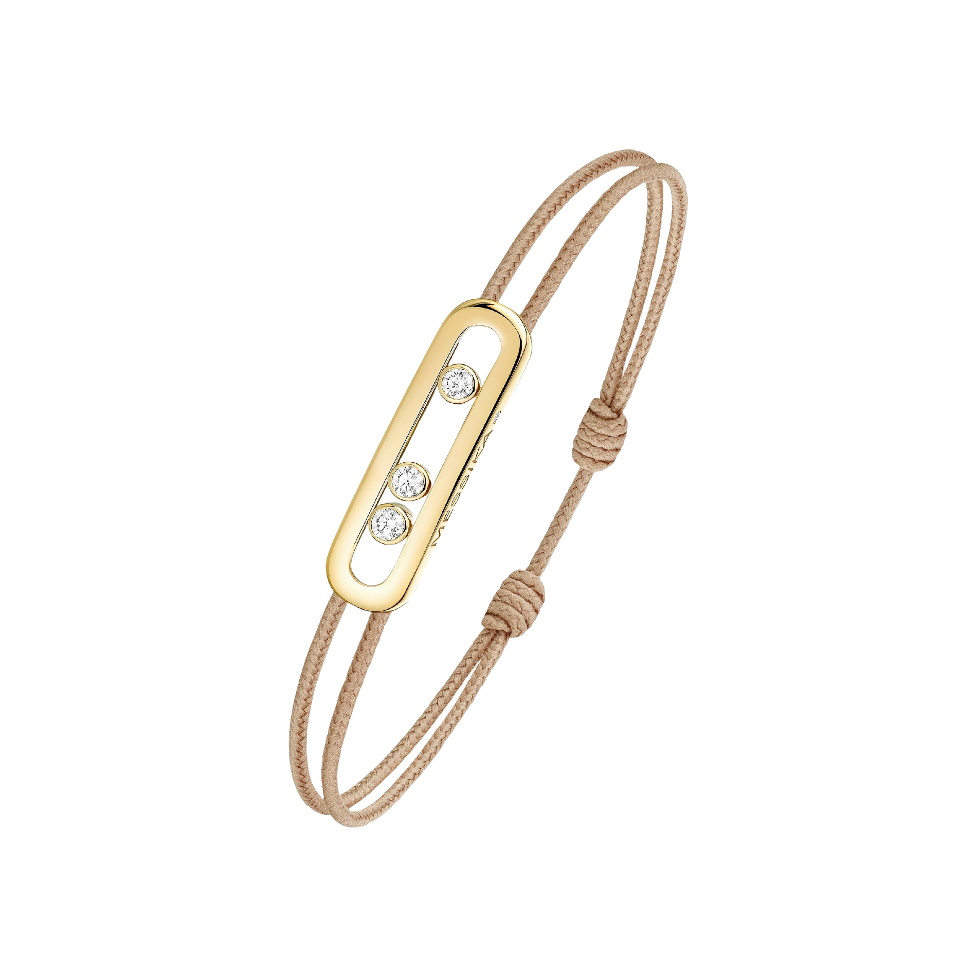 Bracelet Cordon Messika CARE(S) Beige Diamant Or Jaune