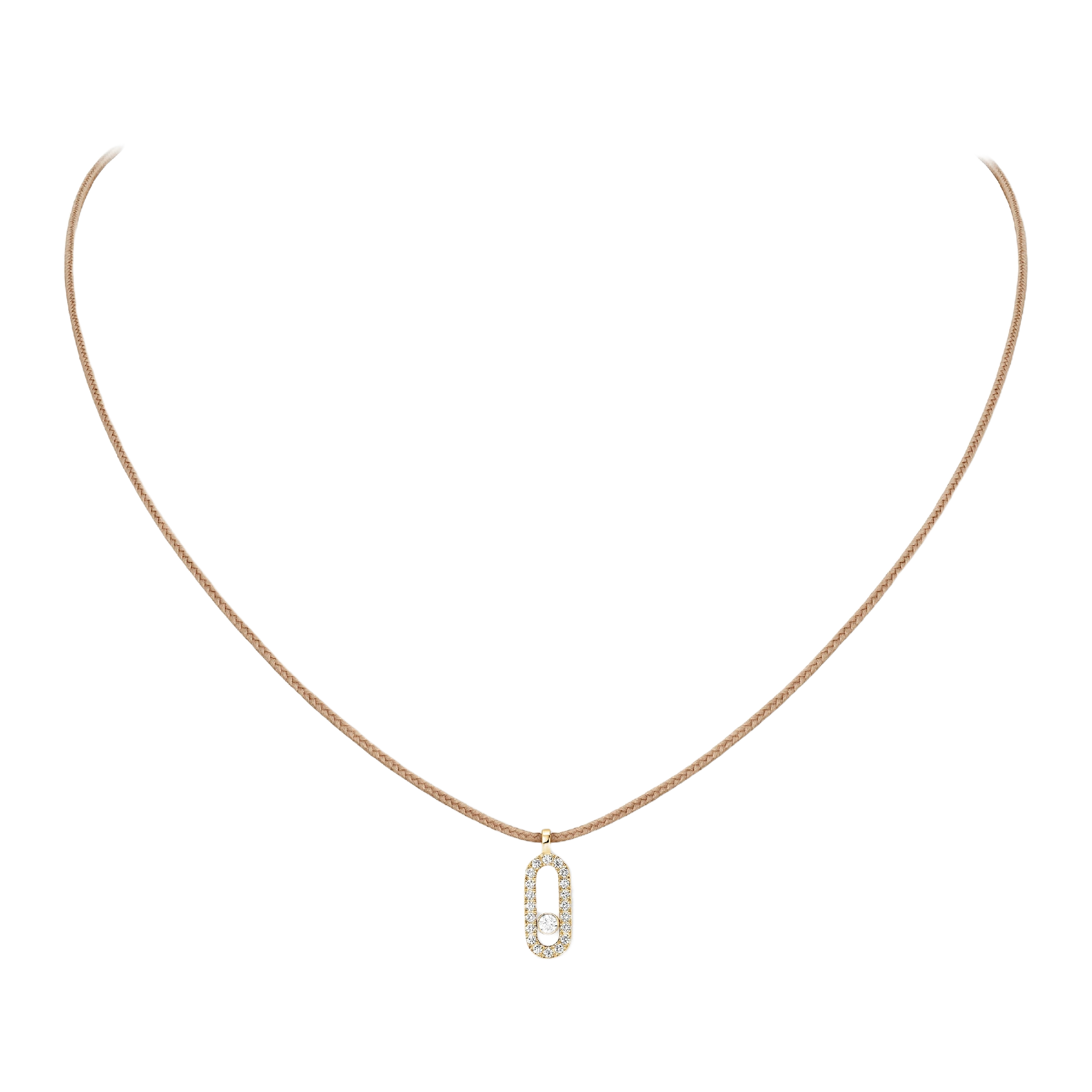 Collier Cordon Messika CARE(S) Beige Pavé Diamant Or Jaune