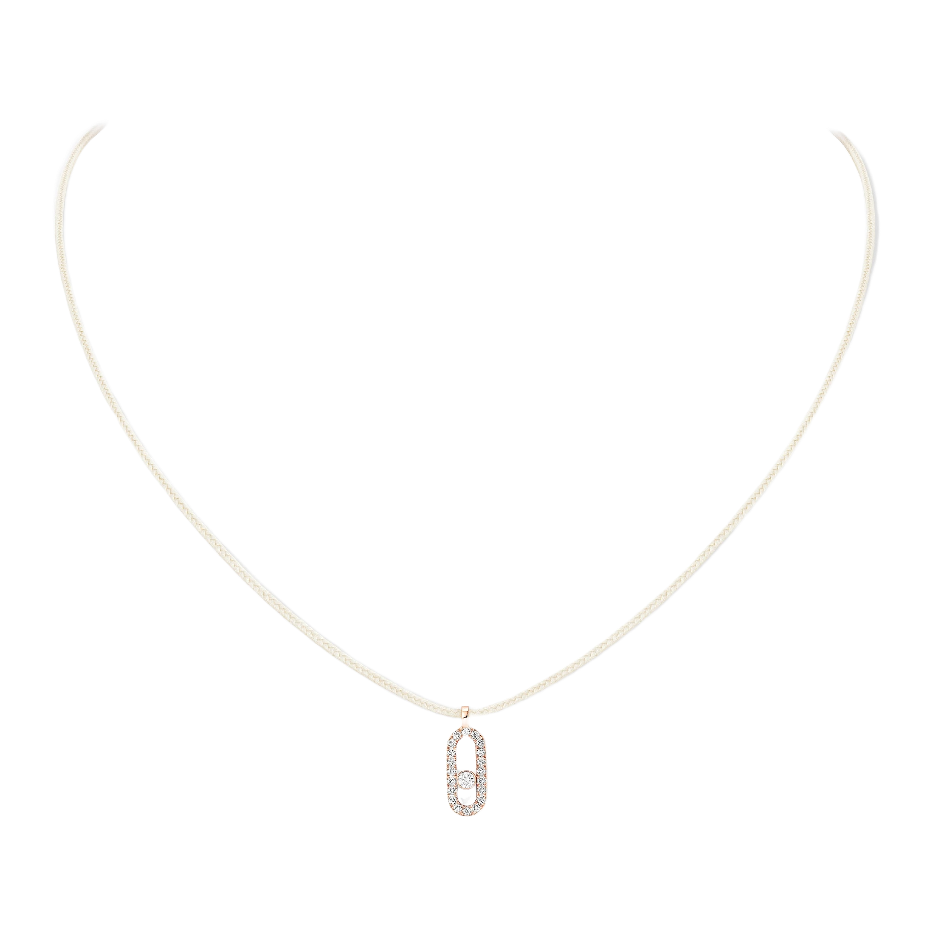 Collier Cordon Messika CARE(S) Crème Pavé Diamant Or Rose