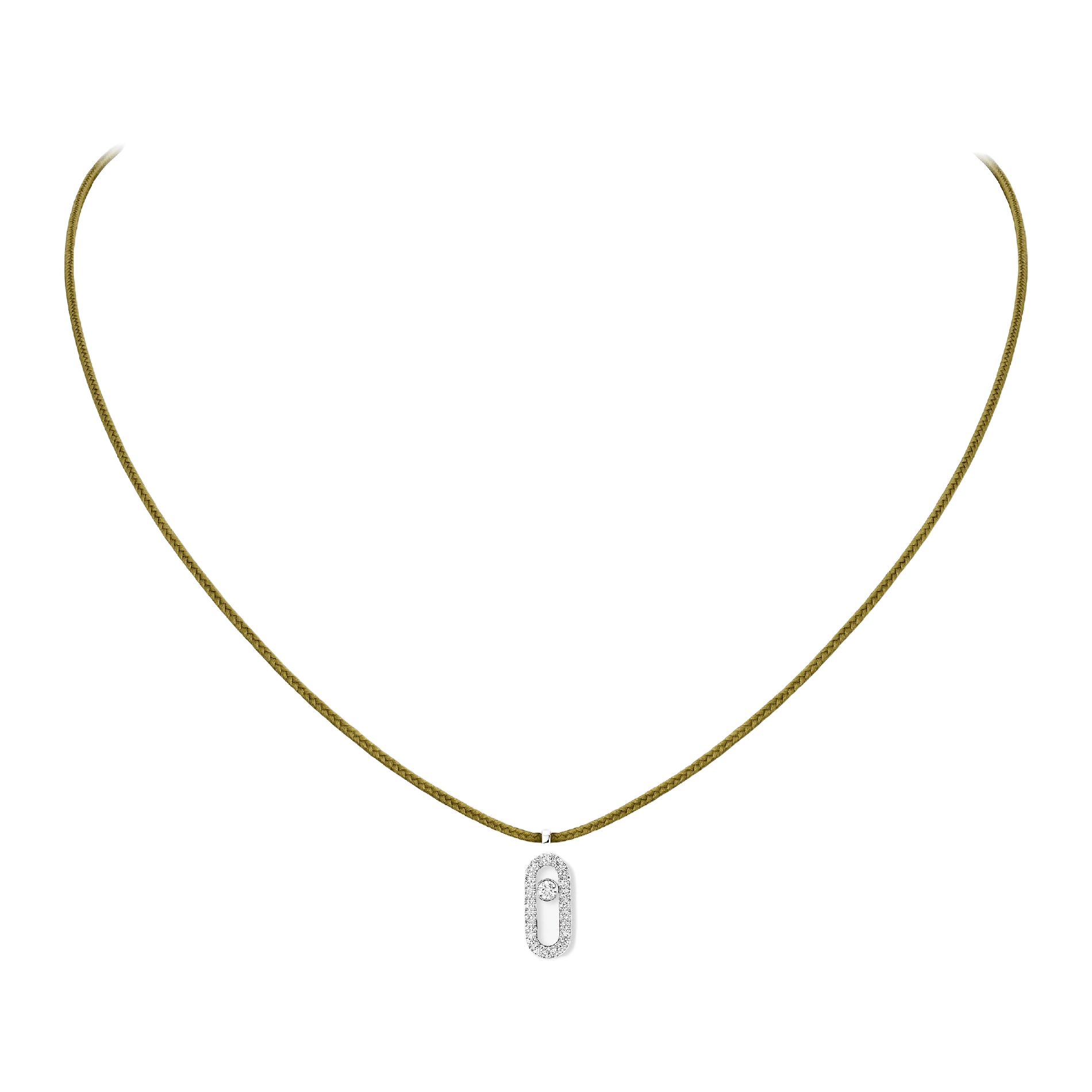 Collier Cordon Messika CARE(S) Kaki Pavé Diamant Or Blanc