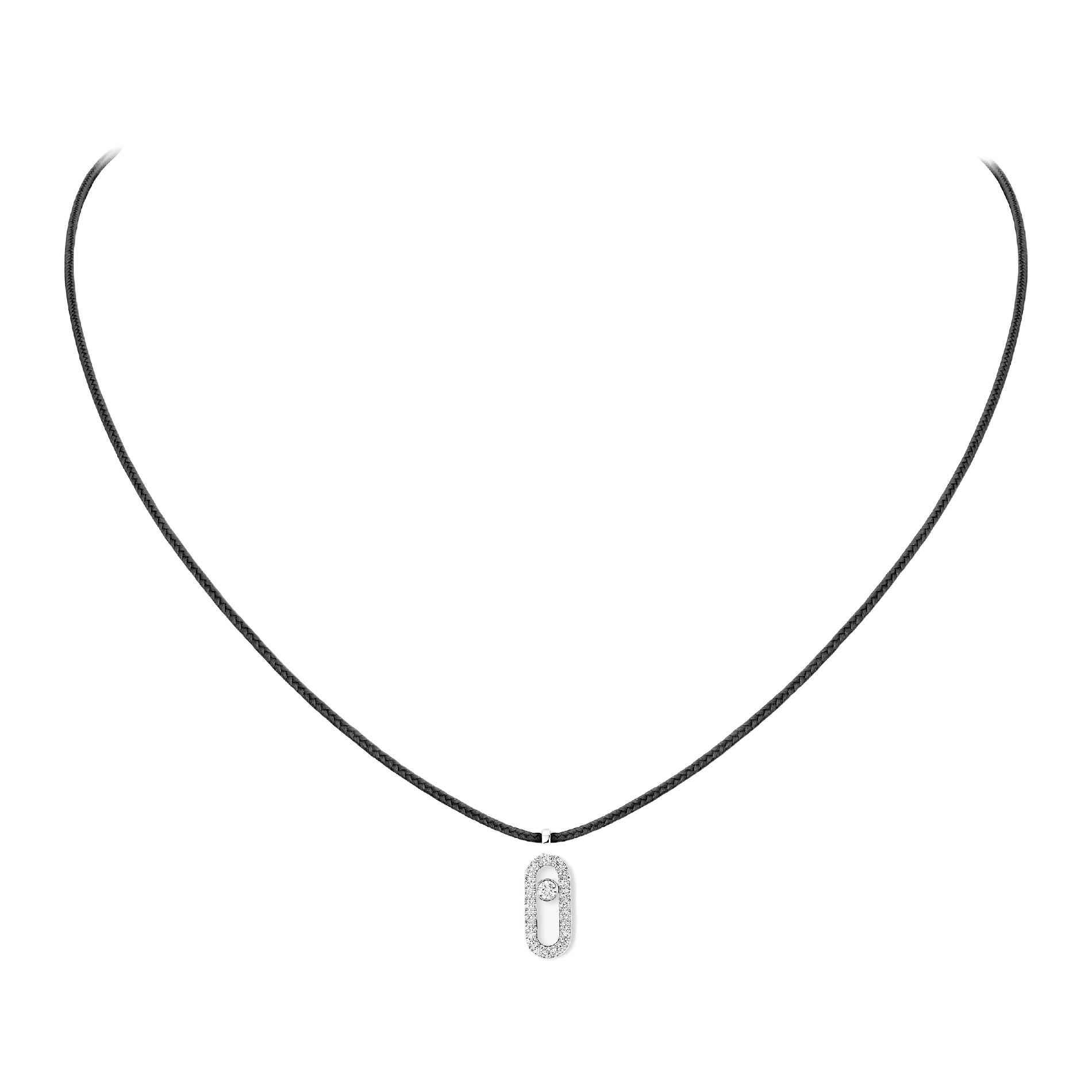 Collier Cordon Messika CARE(S) Noir Pavé Diamant Or Blanc