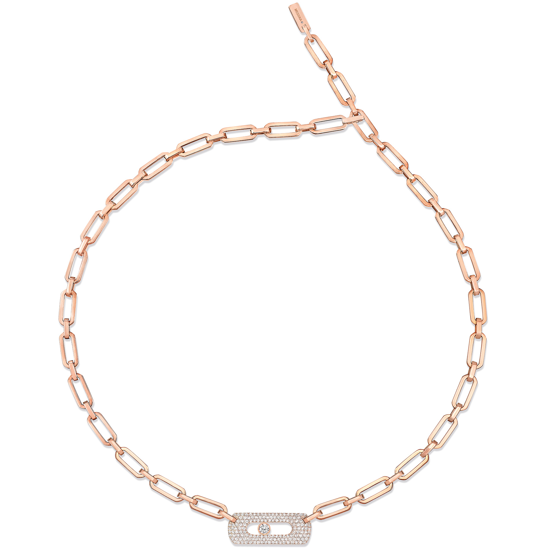 Collier pendentif cercle pavé de diamants-Or Rose ou Or Blanc