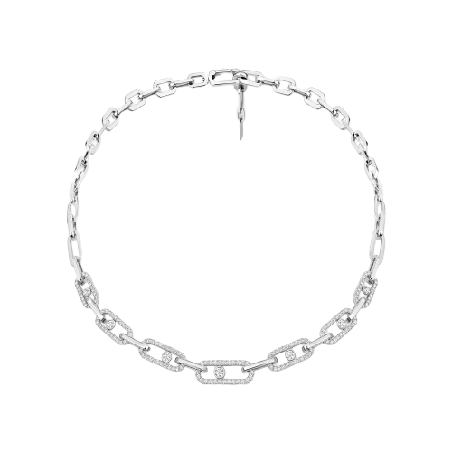 Collier Move Link Pavé Or Blanc Move Link Référence :  14042-PG -1