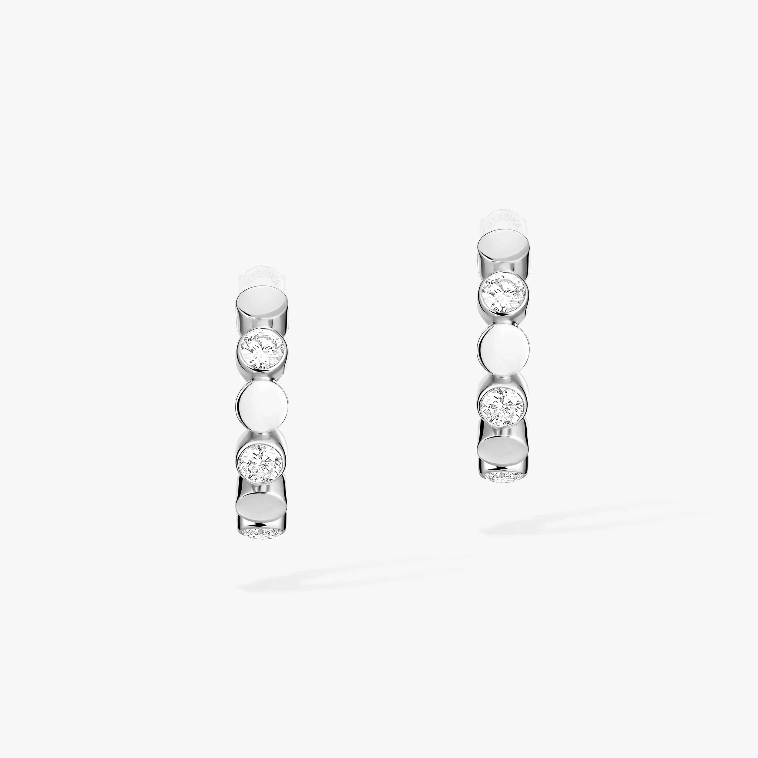 Boucles Mini Créoles D-Vibes d'oreilles Diamant Or Blanc D-Vibes Référence :  13450-WG -4