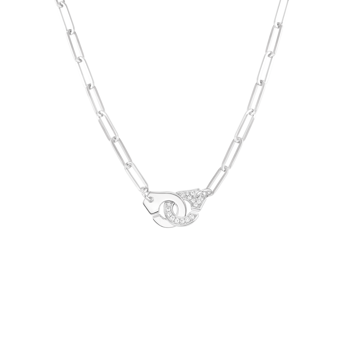 Collier Menottes dinh van R12 or blanc et diamants