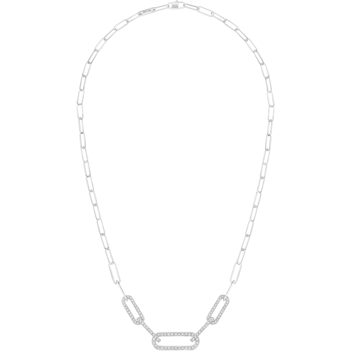 Collier Maillon L or blanc et diamants Maillon Référence :  660312 -3