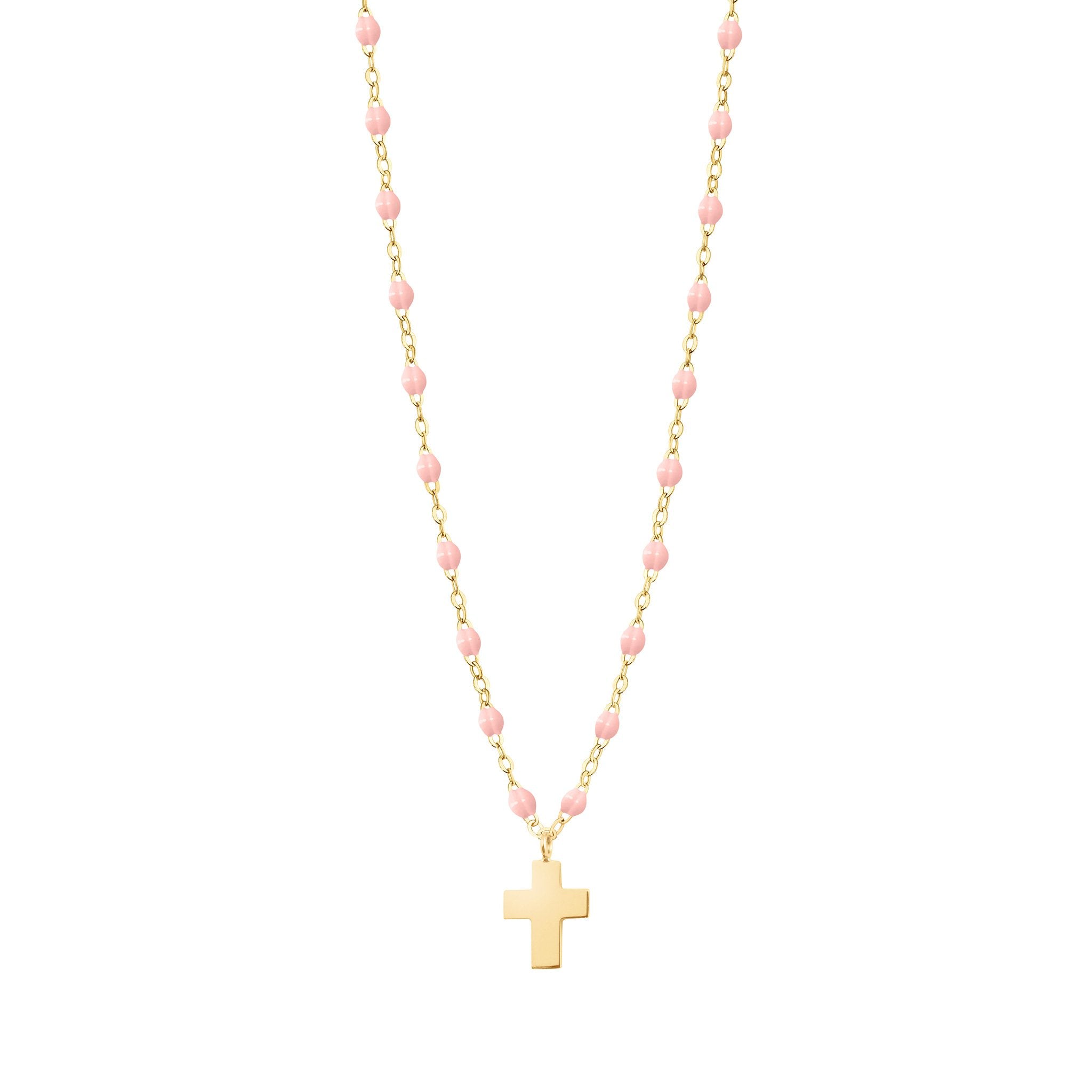 Collier rose bébé Croix Classique Gigi, or jaune, 42 cm