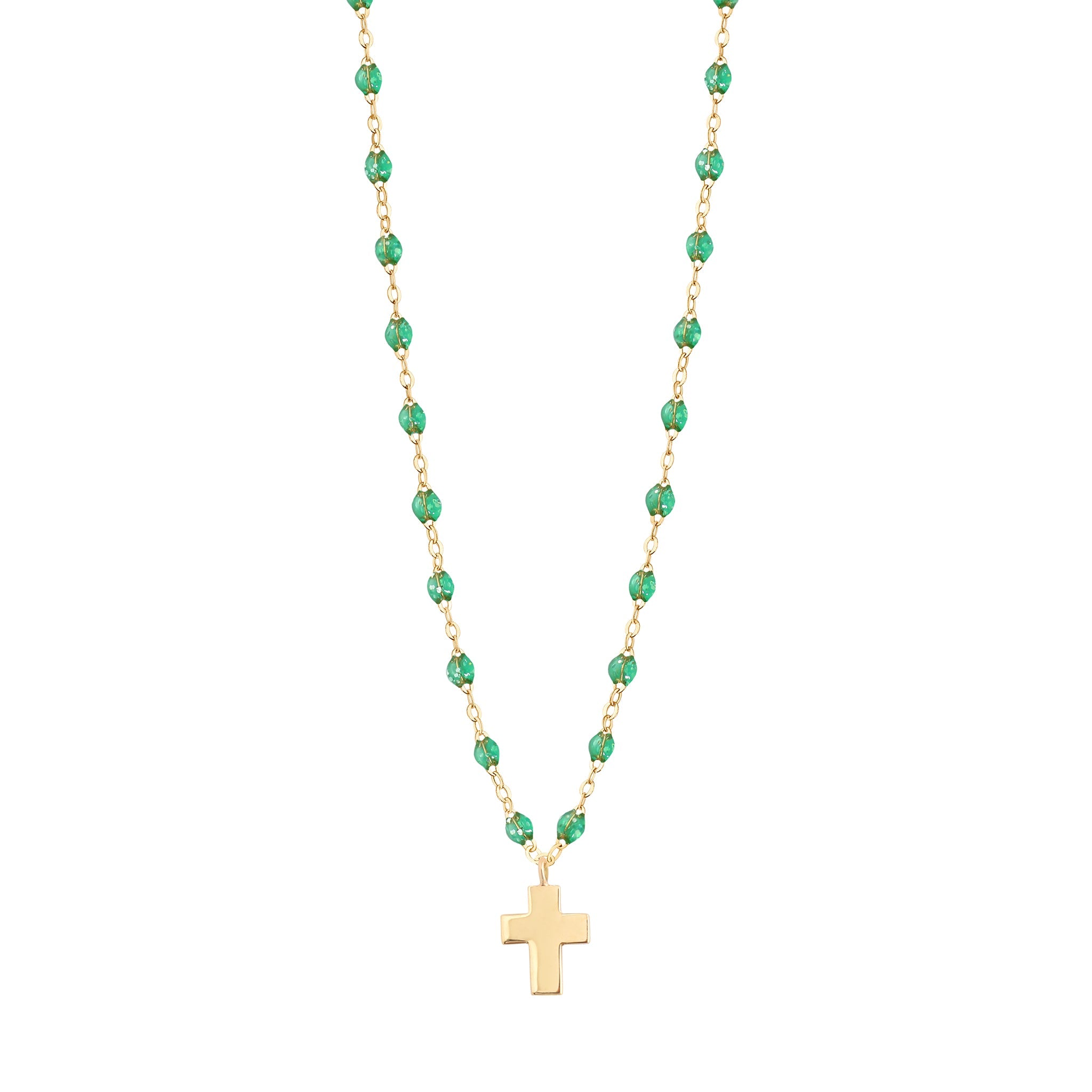 Collier menthe Croix Classique Gigi, or jaune, 42 cm