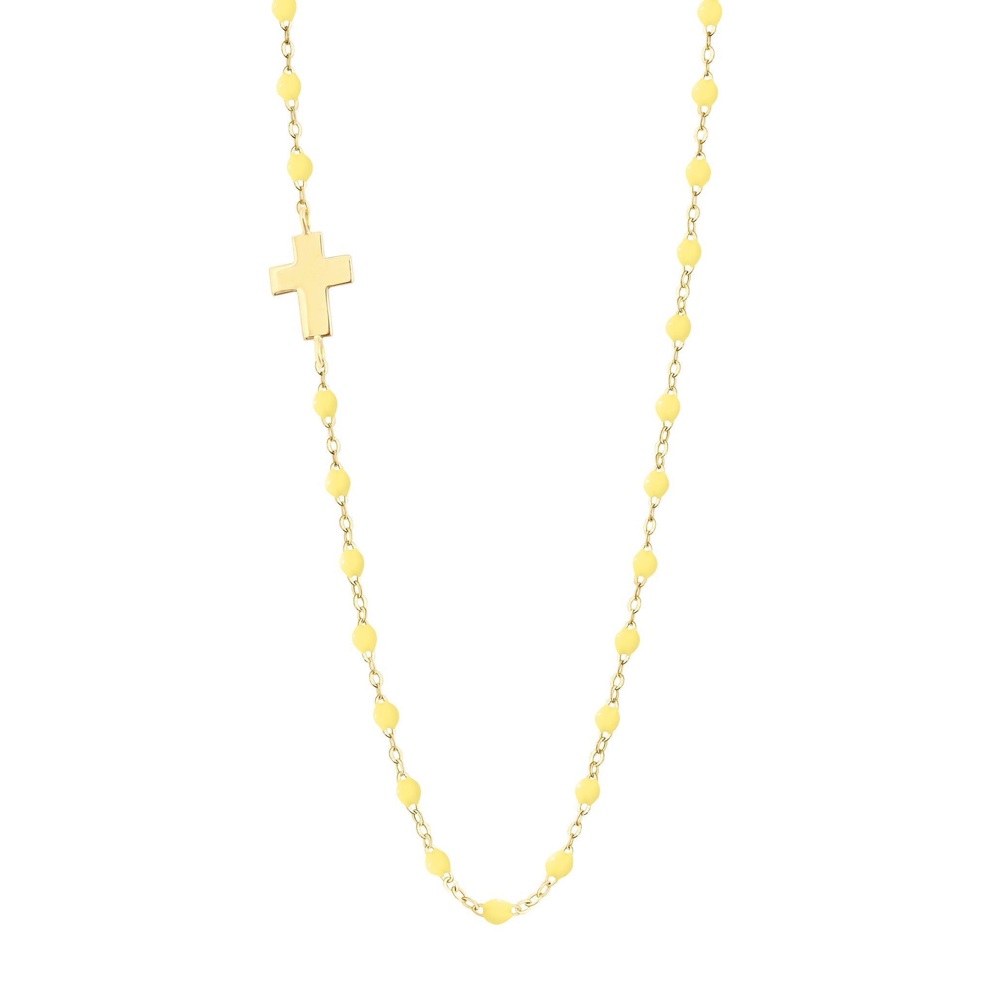 Collier mimosa Croix côté, or jaune, 42 cm madone Référence :  b1co002j6442xx -1