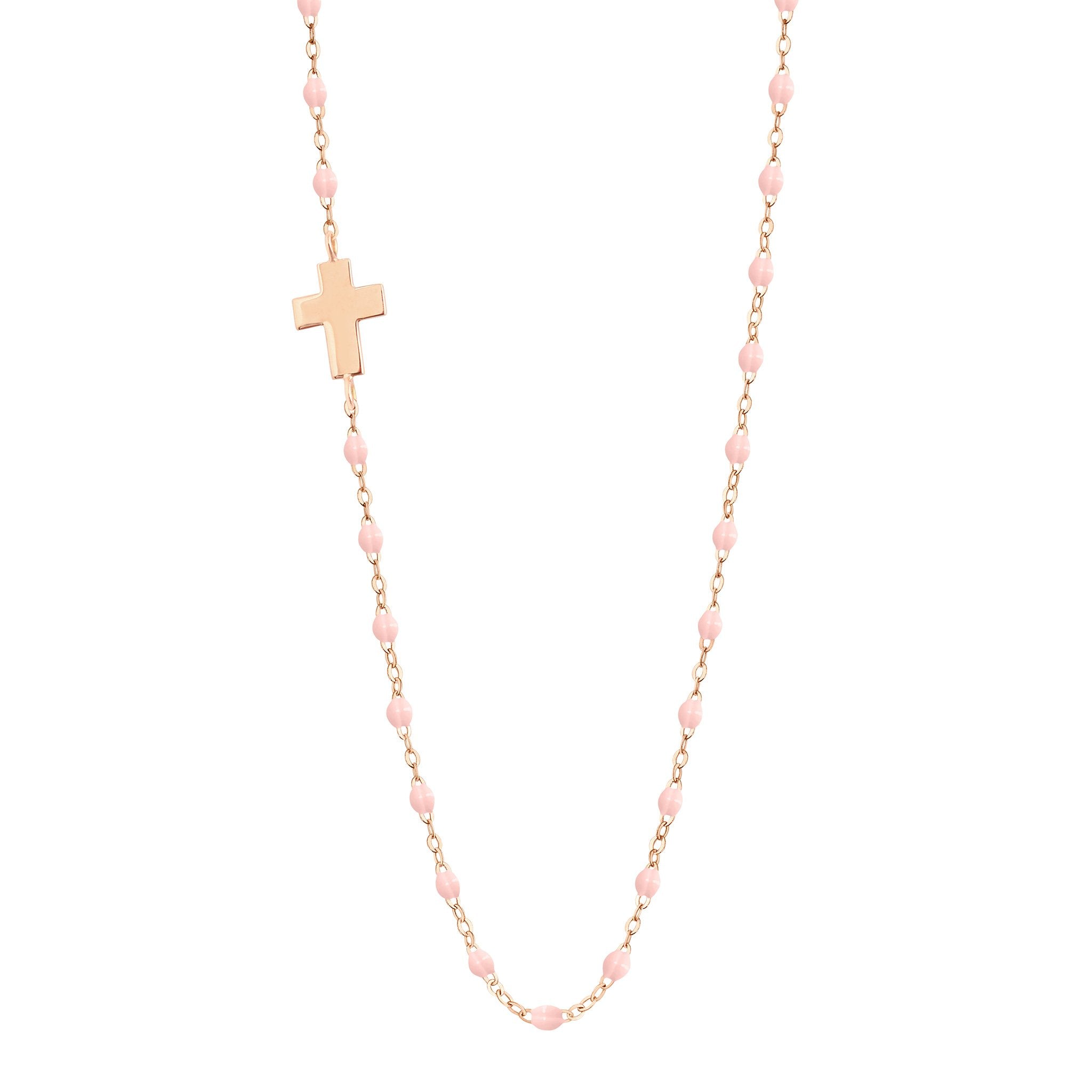 Collier rose bébé Croix de côté, or rose, 42 cm