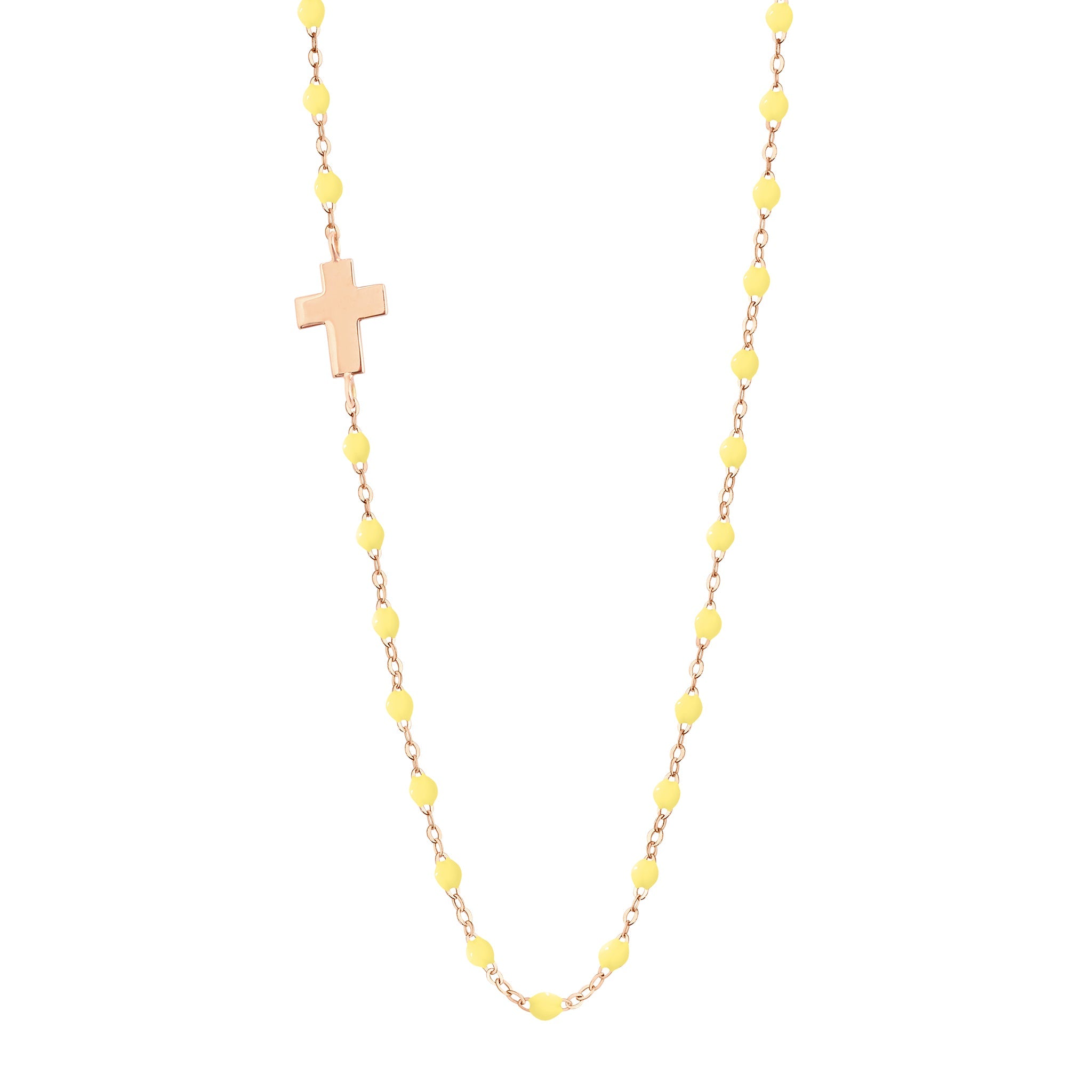 Collier mimosa Croix côté, or rose, 42 cm madone Référence :  b1co002r6442xx -1