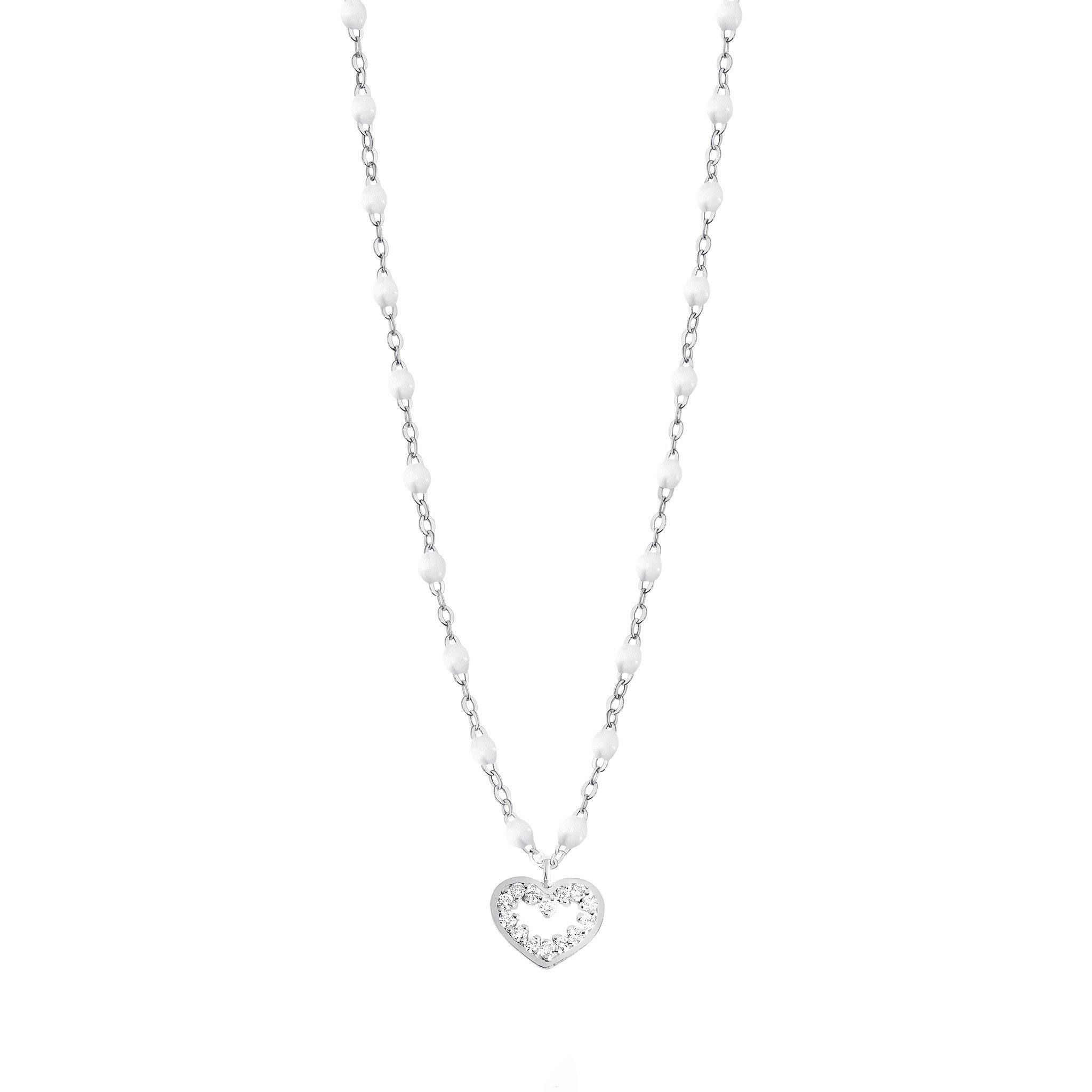 Collier blanc Cœur Suprême, diamants, or blanc, 42 cm