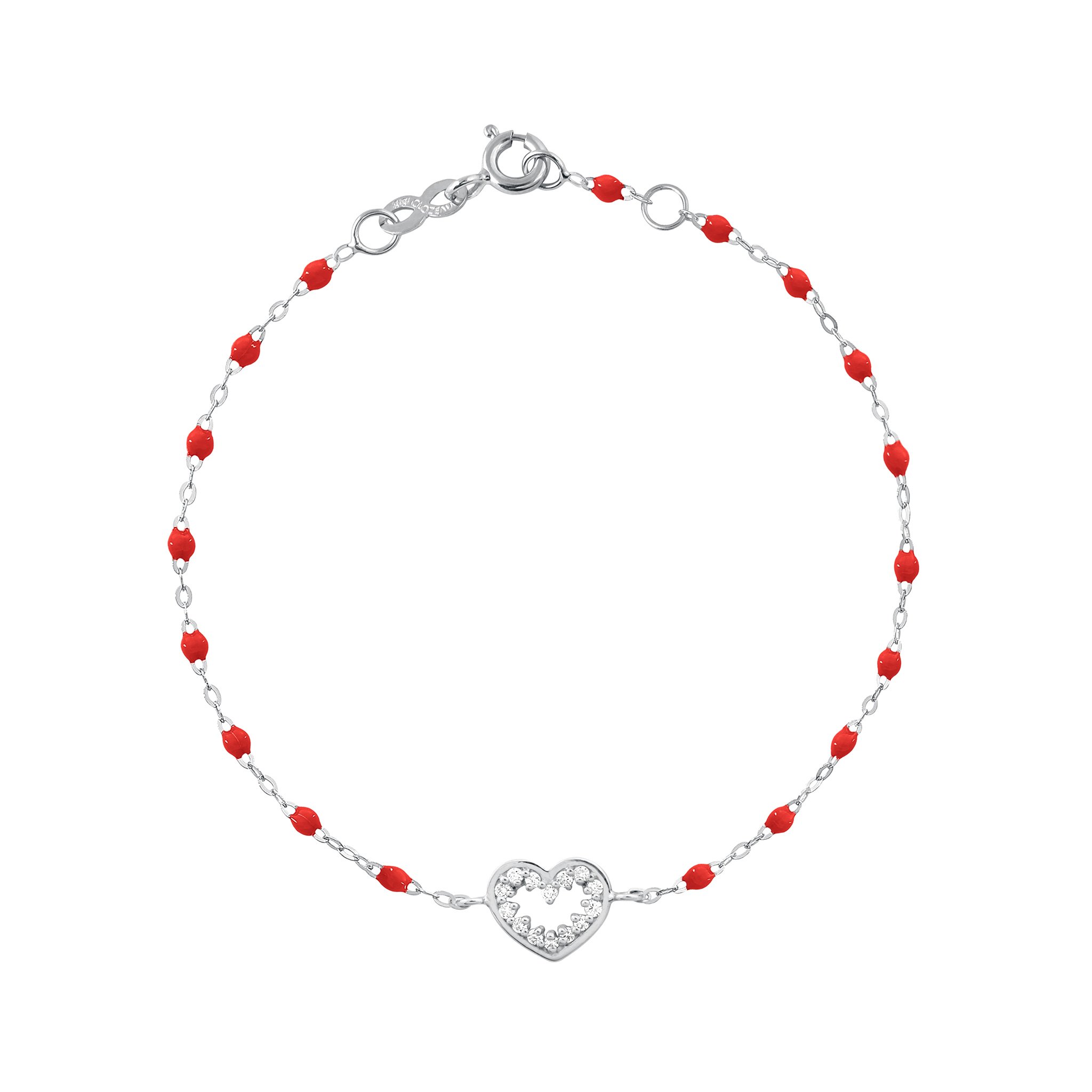 Collier coquelicot Cœur Suprême, diamants, or blanc, 42 cm