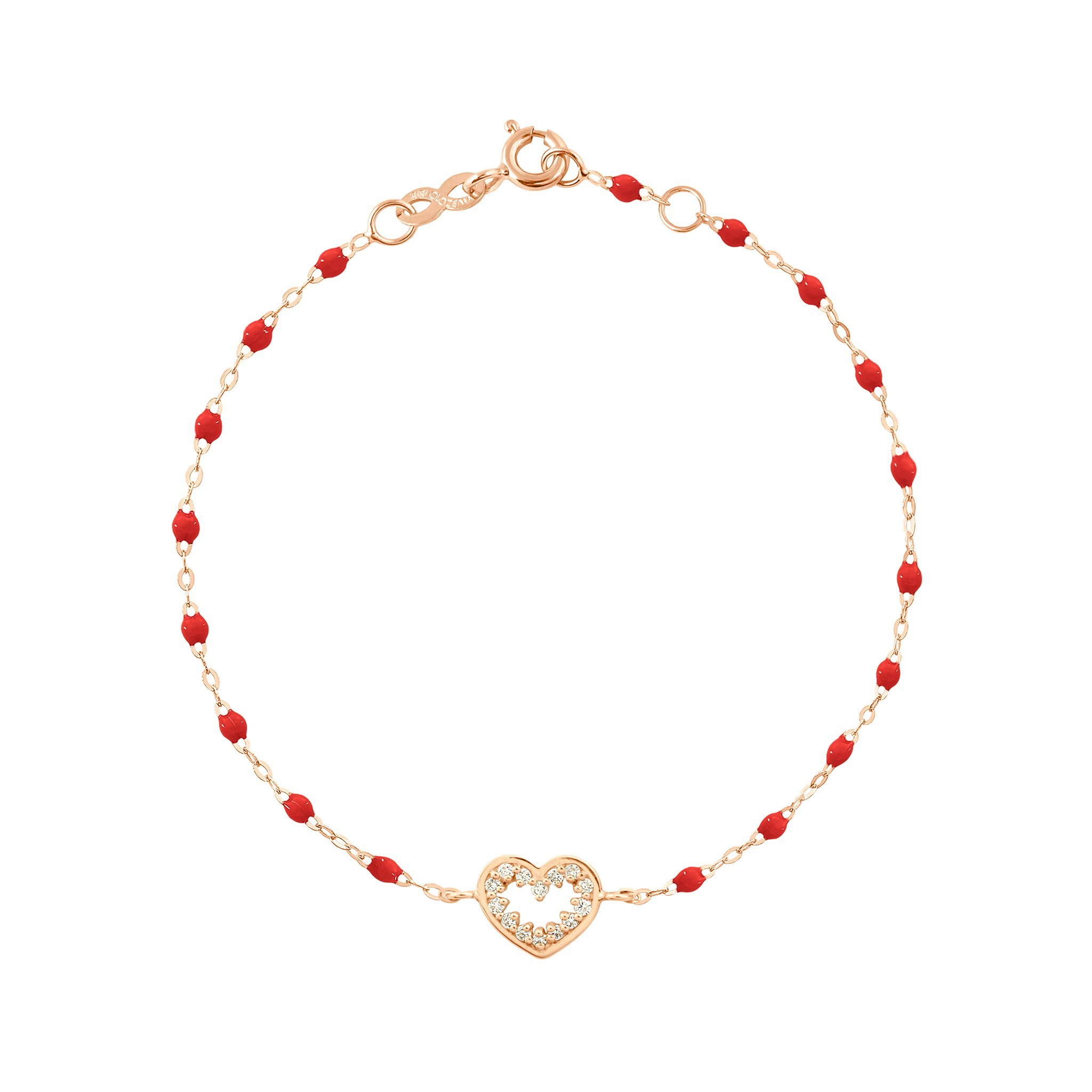 Collier coquelicot Cœur Suprême, diamants, or rose, 42 cm