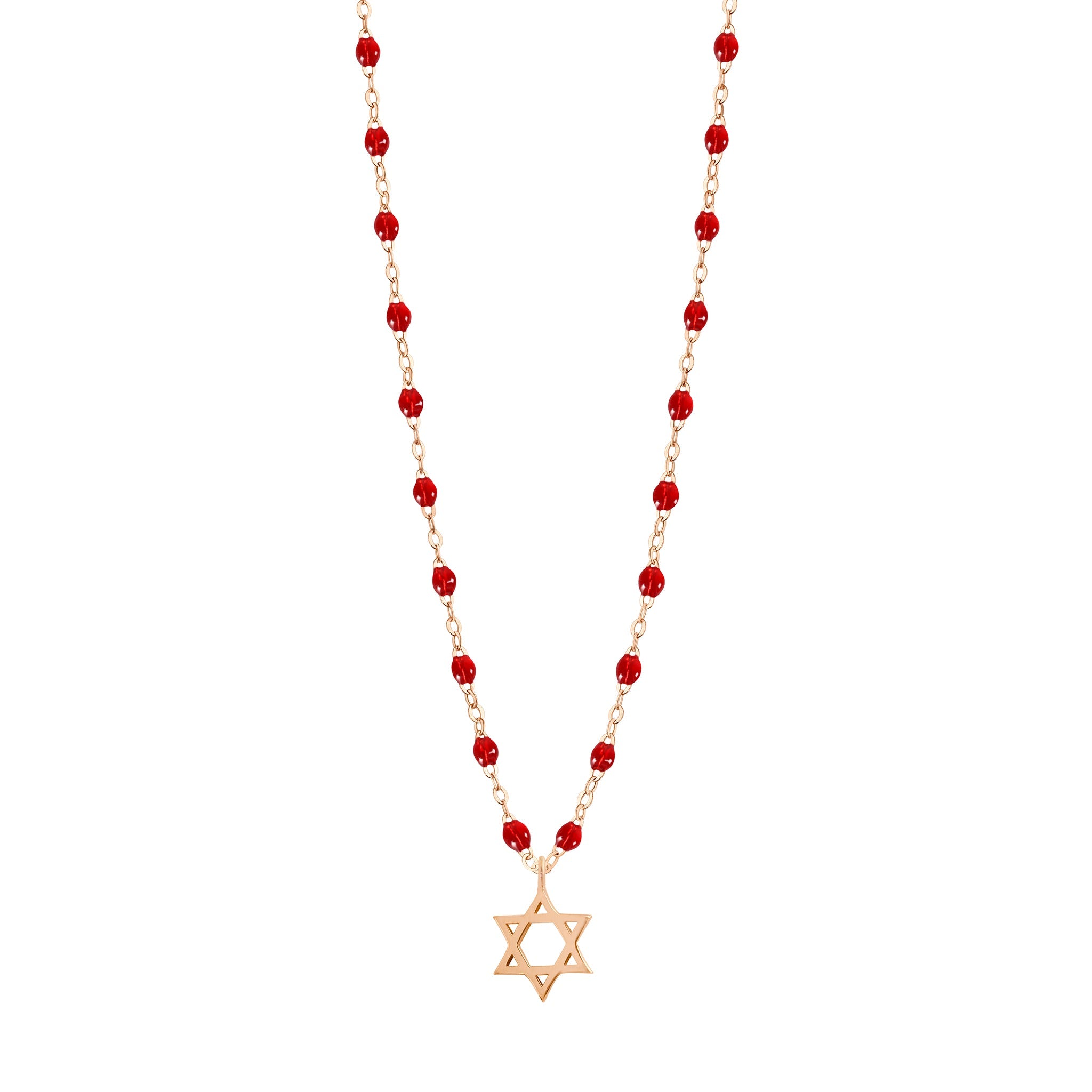 Collier rubis Etoile de David, or rose, 42 cm pirate Référence :  b1ed004r3242xx -1