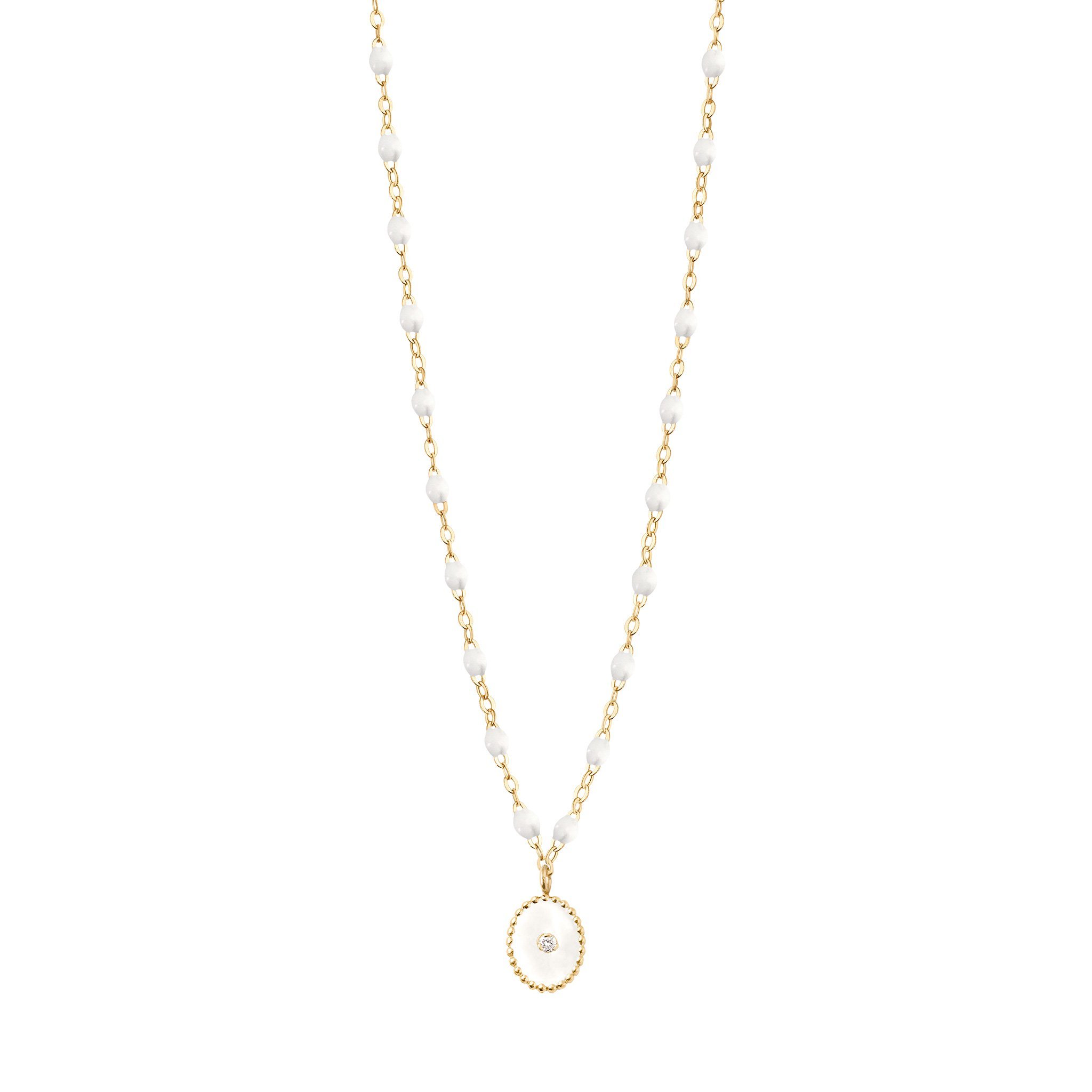 Collier blanc Etoile du Nord, diamant, or jaune, 42 cm