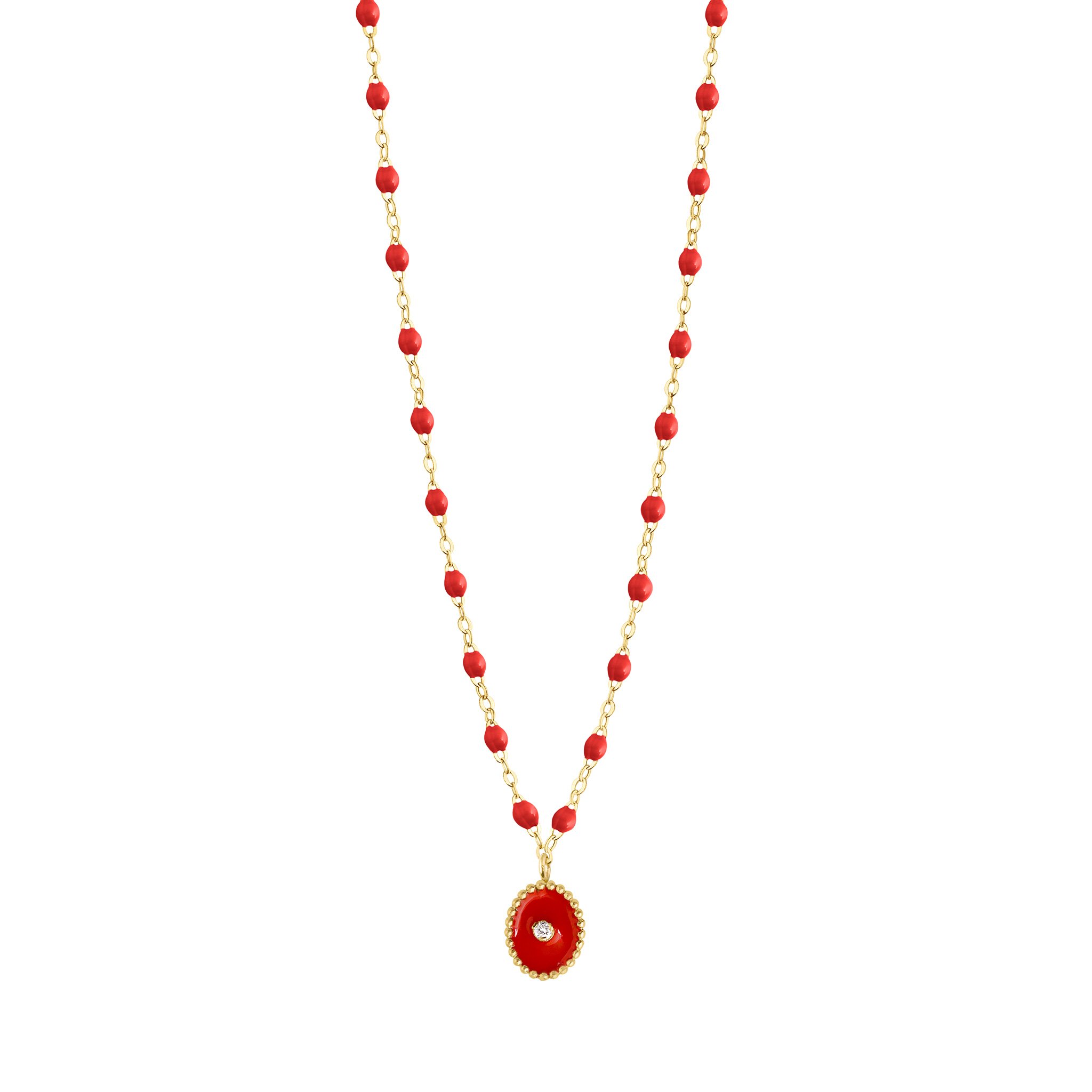 Collier coquelicot Etoile du Nord, diamant, or jaune, 42 cm