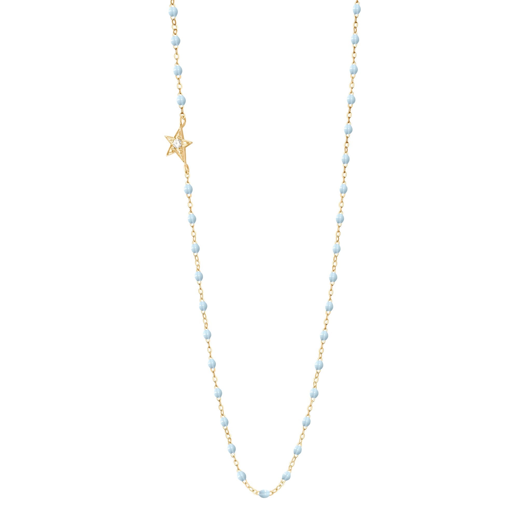 Collier bleu layette Etoile, diamant, or jaune, 42 cm pirate Référence :  b1et005j1542di -1