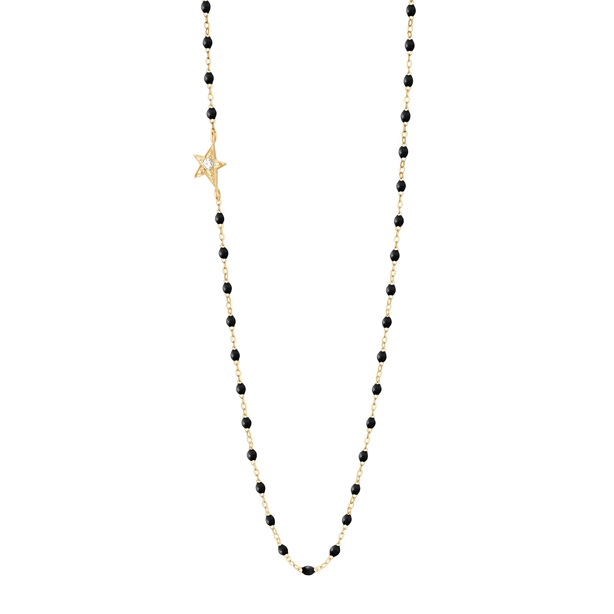 Collier noir Etoile, diamant, or jaune, 42 cm pirate Référence :  b1et005j2042di -1