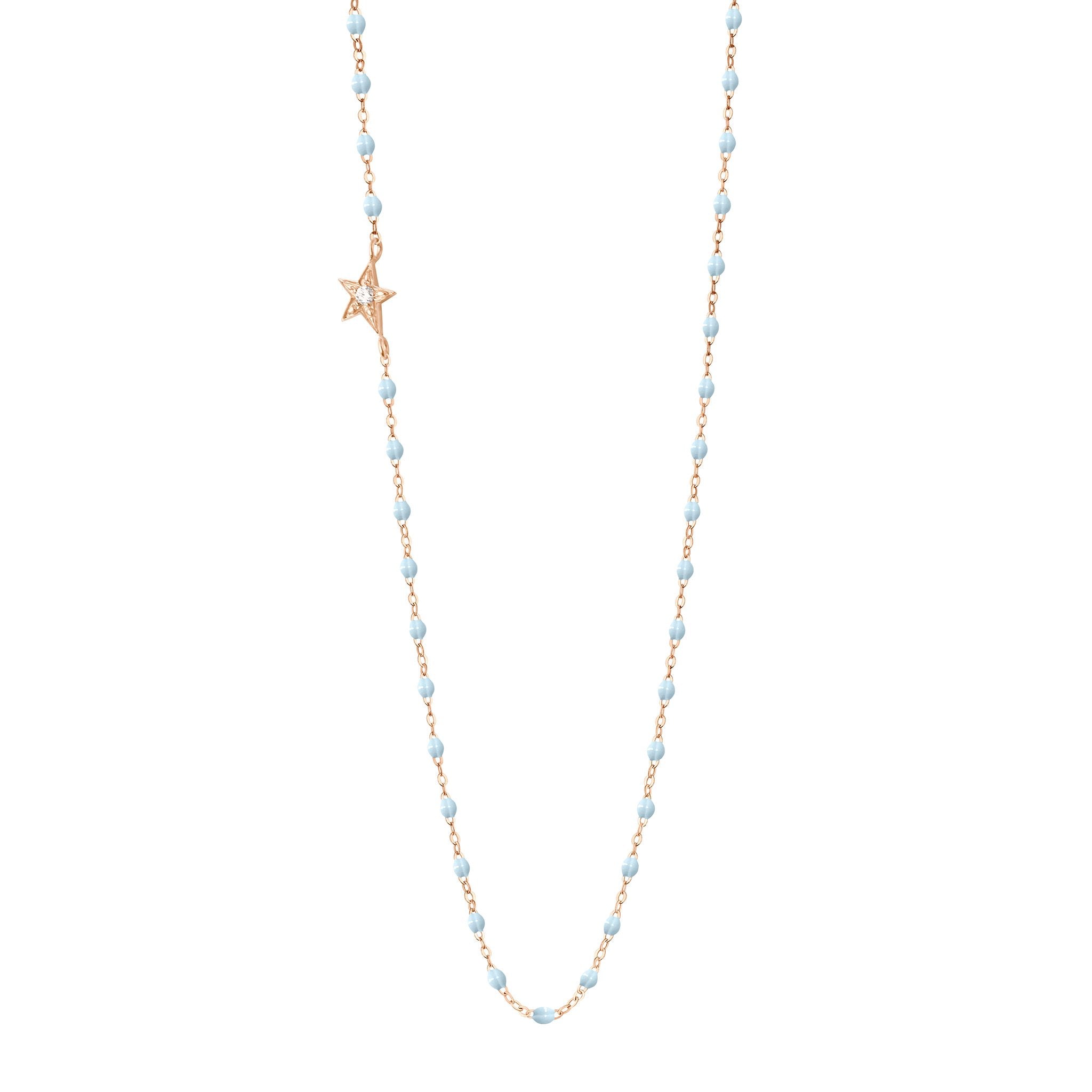 Collier bleu layette Etoile, diamant, or rose, 42 cm pirate Référence :  b1et005r1542di -1