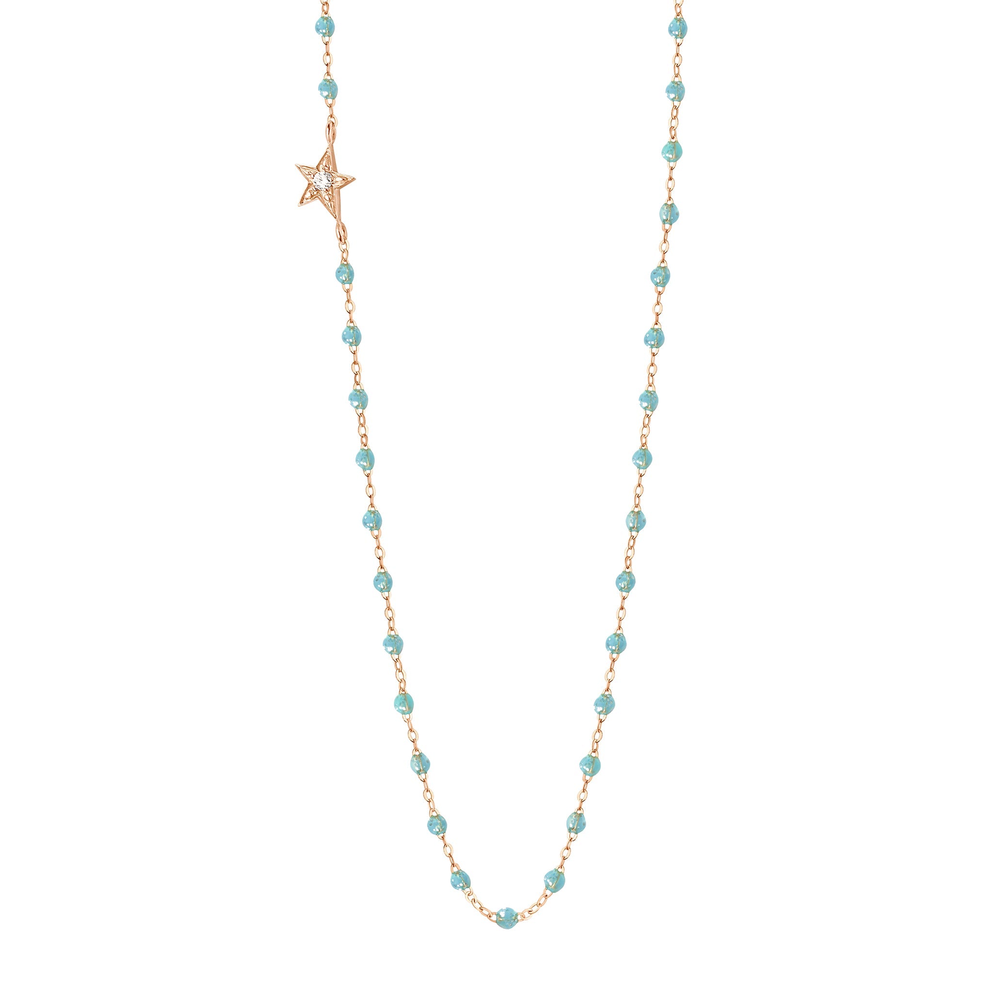 Collier aqua Etoile, diamant, or rose, 42 cm