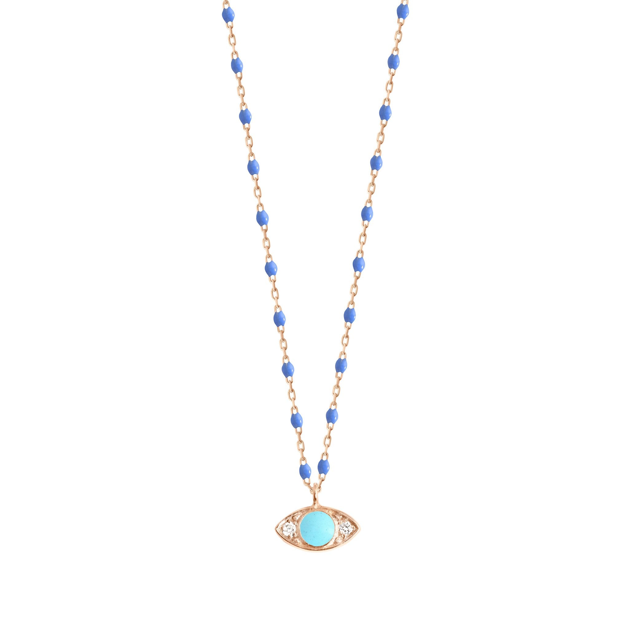 Collier Eye Bleuet Mini Gigi or rose, diamants, 42 cm voyage Référence :  b1ey003r4542di -1