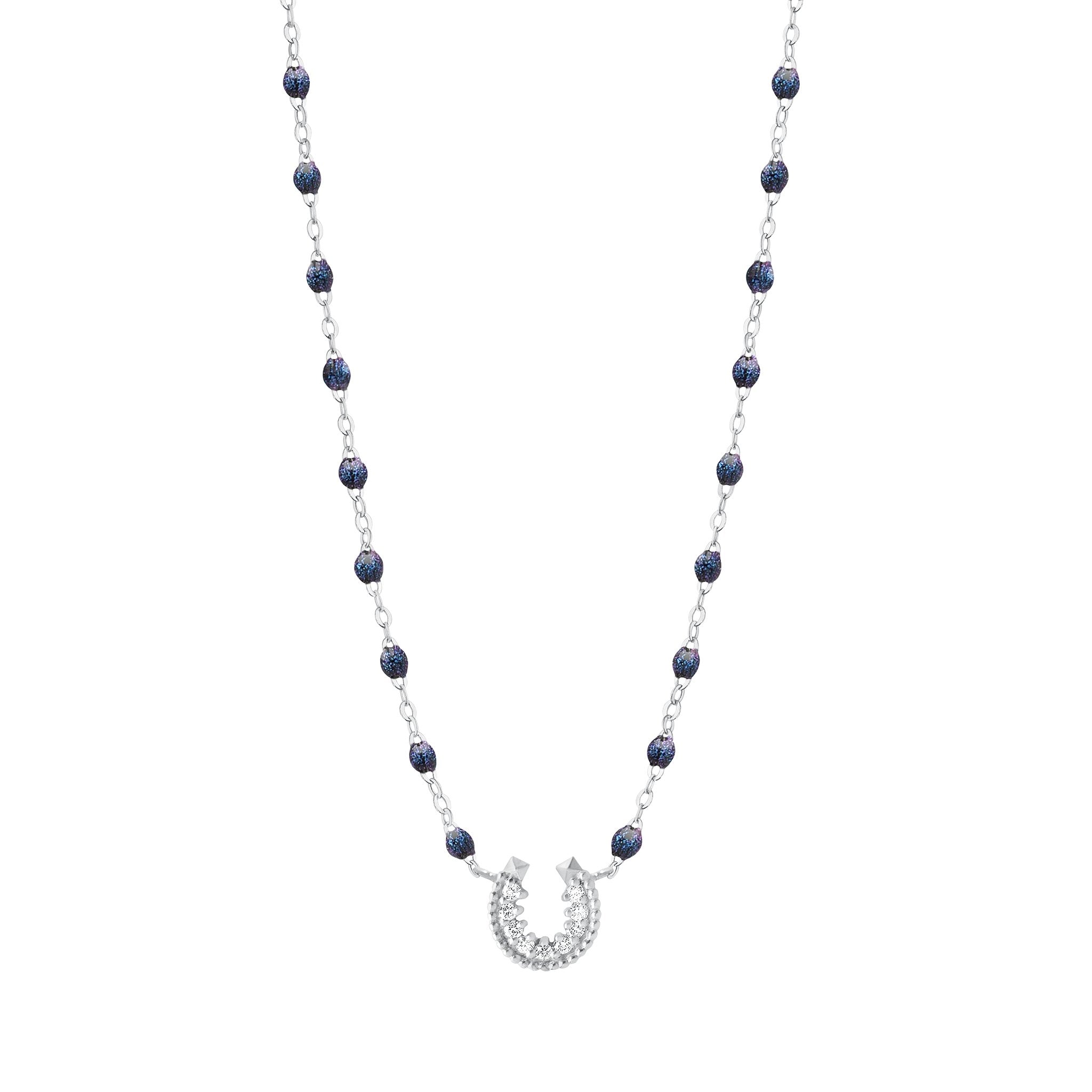 Collier nuit Fer à cheval, diamants, or blanc, 42 cm voyage Référence :  b1fc001g5042di -1