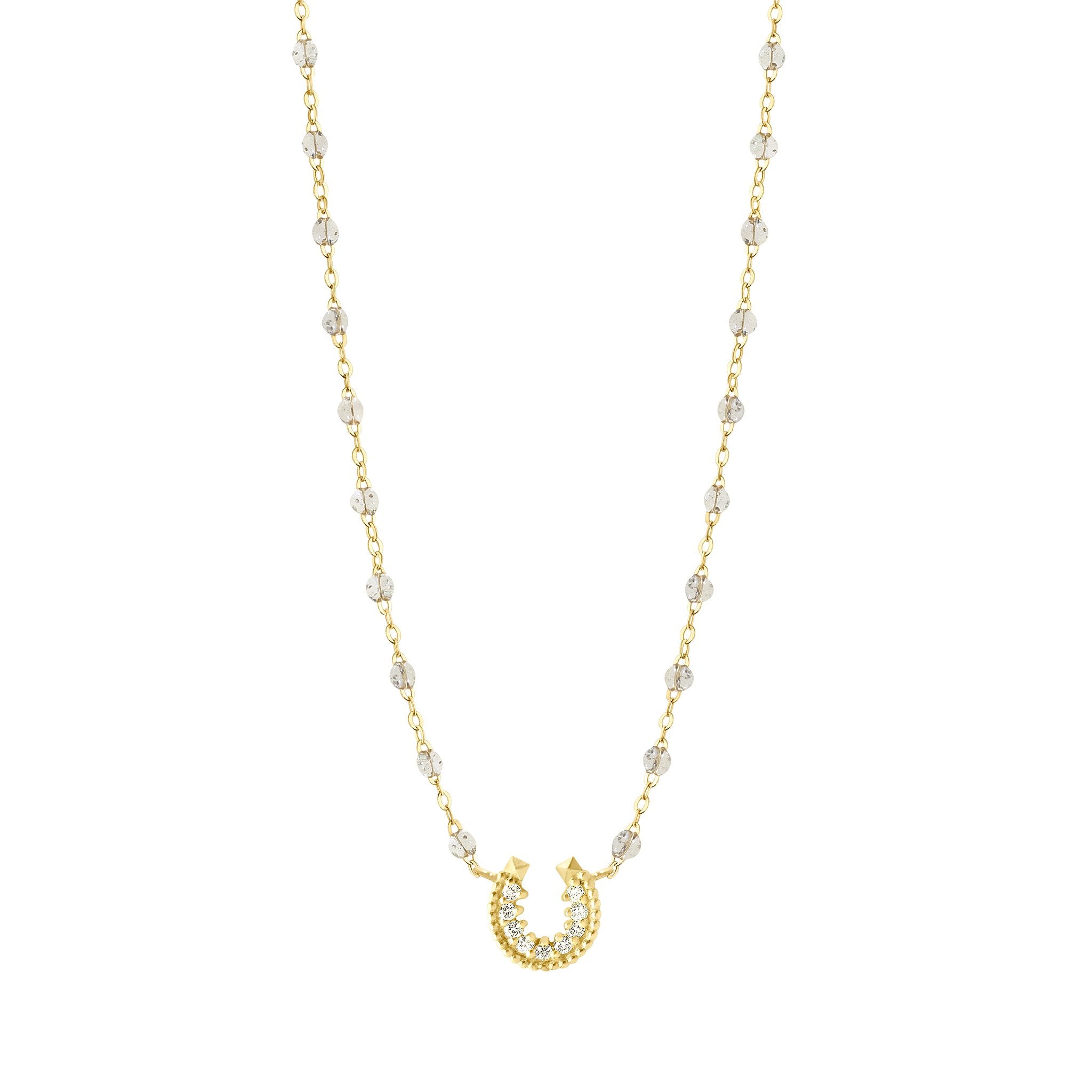 Collier sparkle Fer à cheval, diamants, or jaune, 42 cm