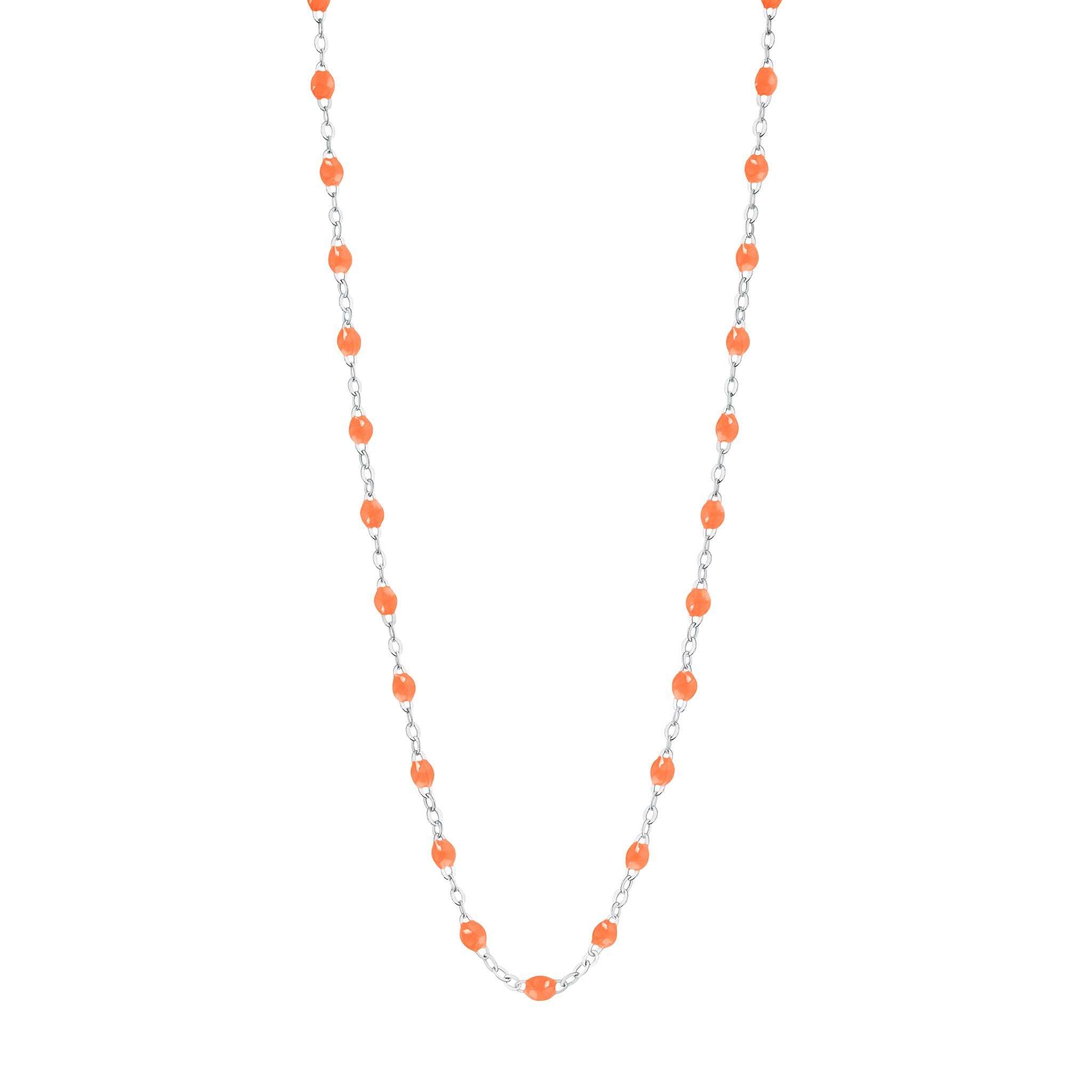 Collier orange fluo Classique Gigi, or blanc, 42 cm