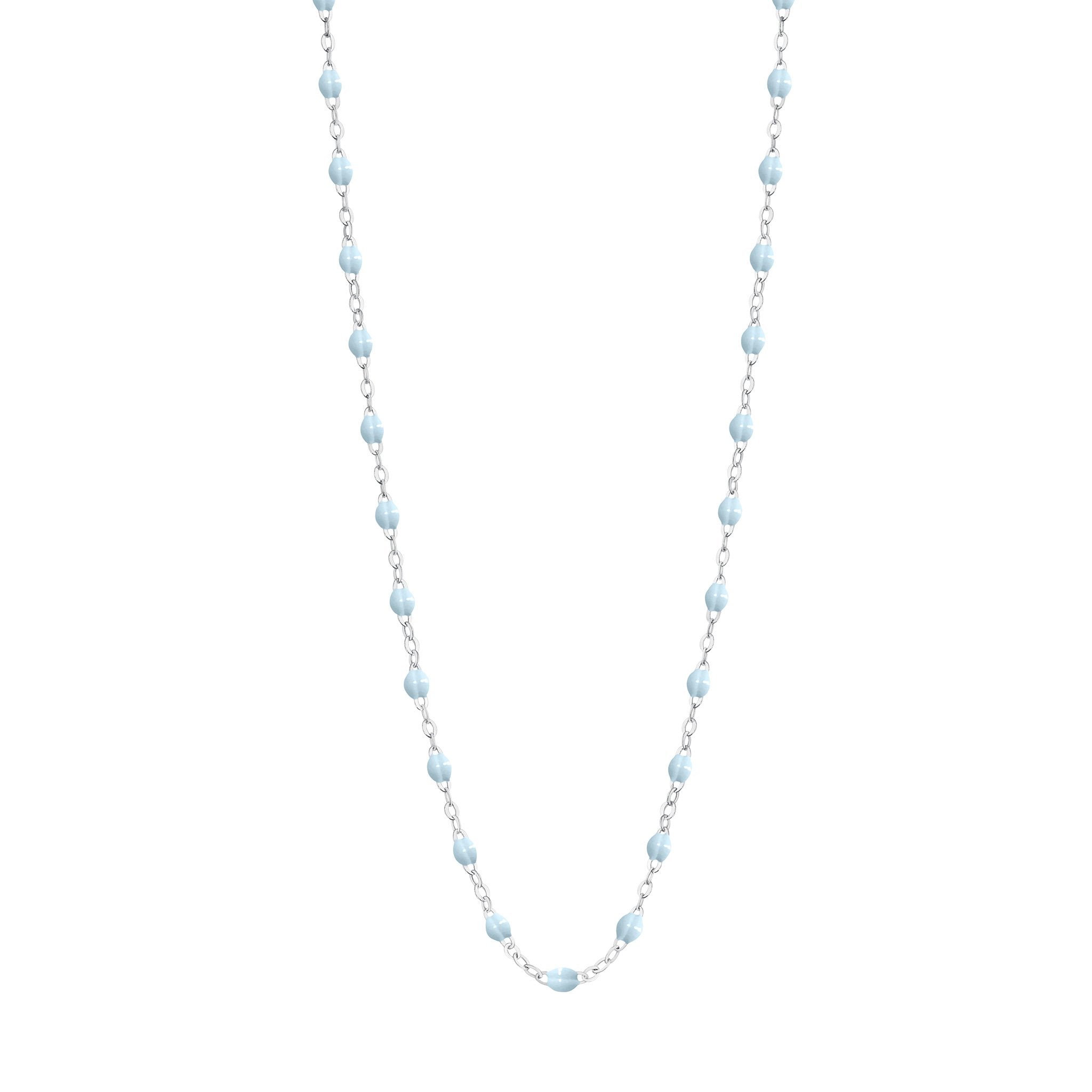 Collier bleu layette Classique Gigi, or blanc, 42 cm