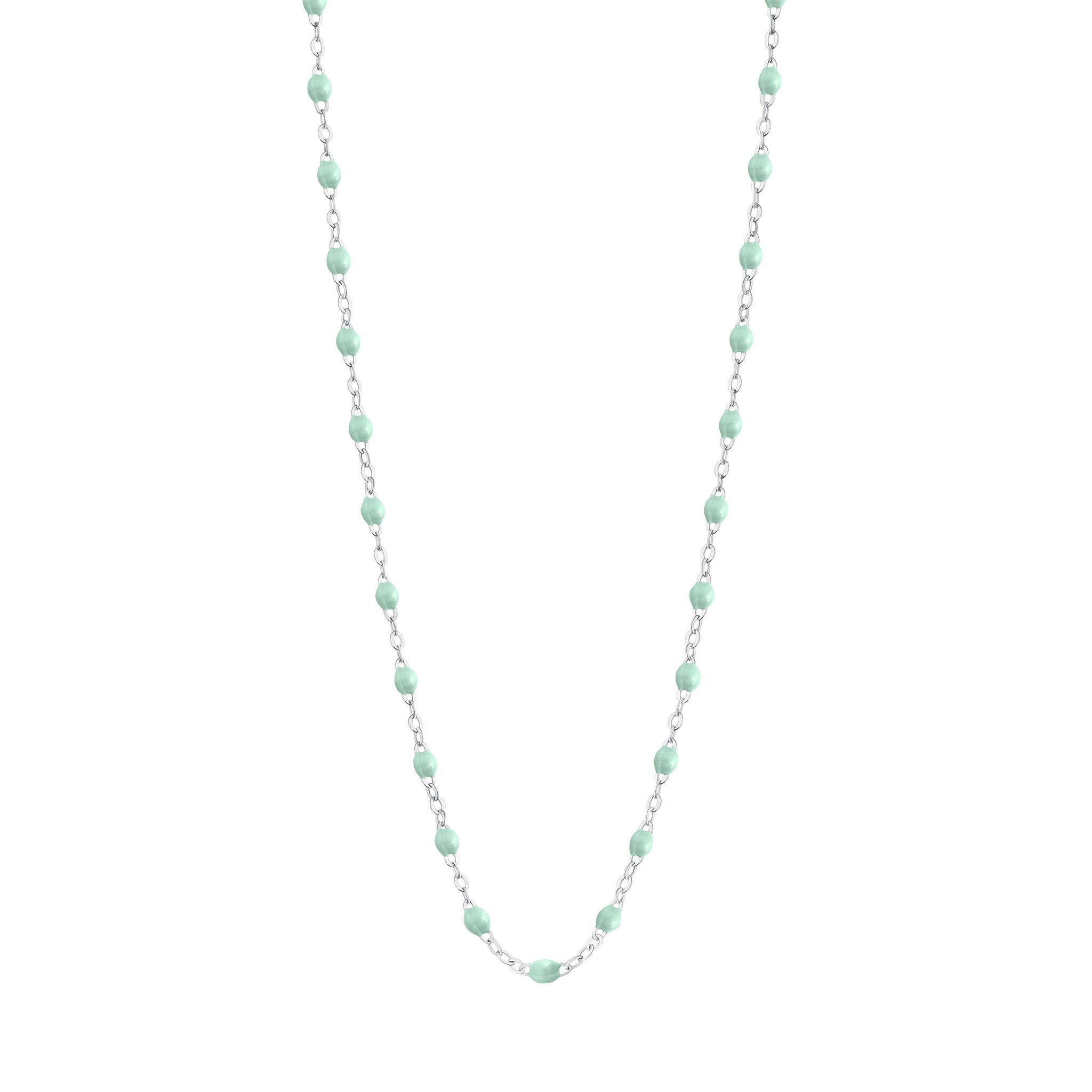 Collier jade Classique Gigi, or blanc, 45 cm