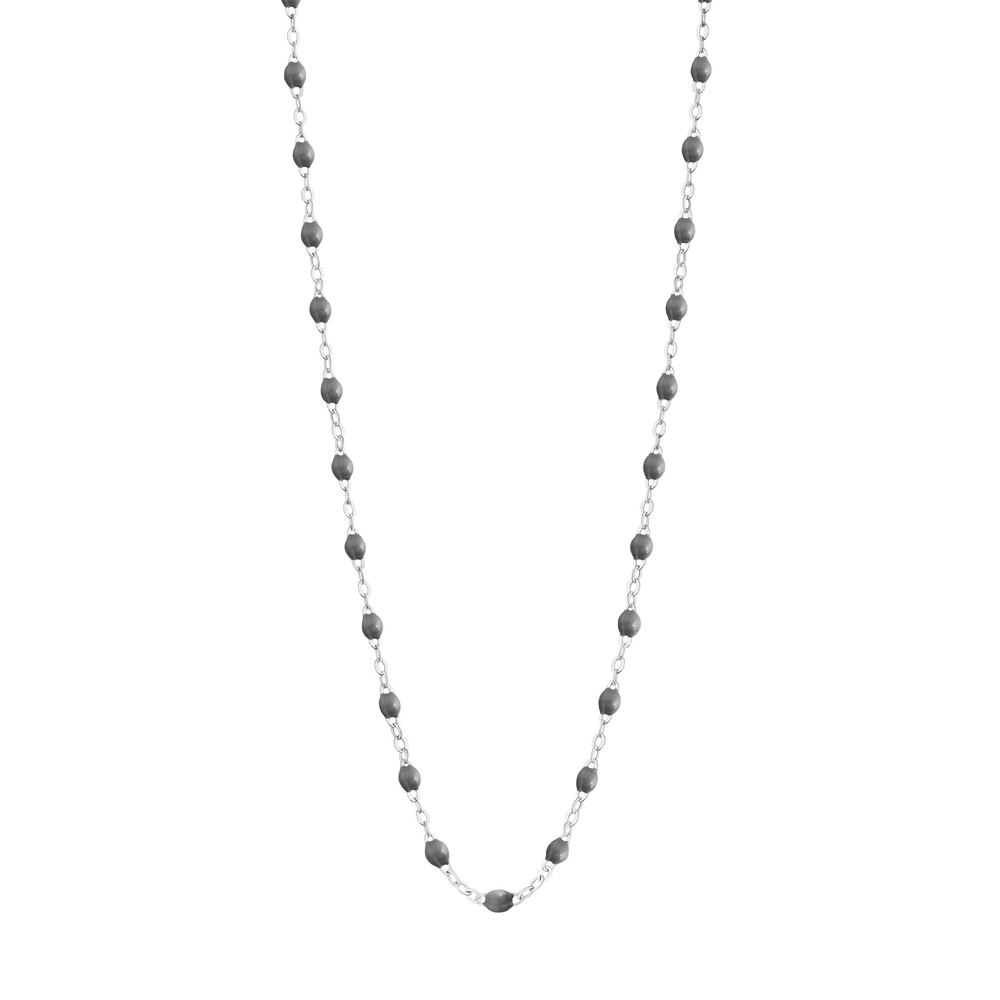 Collier gris foncé Classique Gigi, or blanc, 45 cm