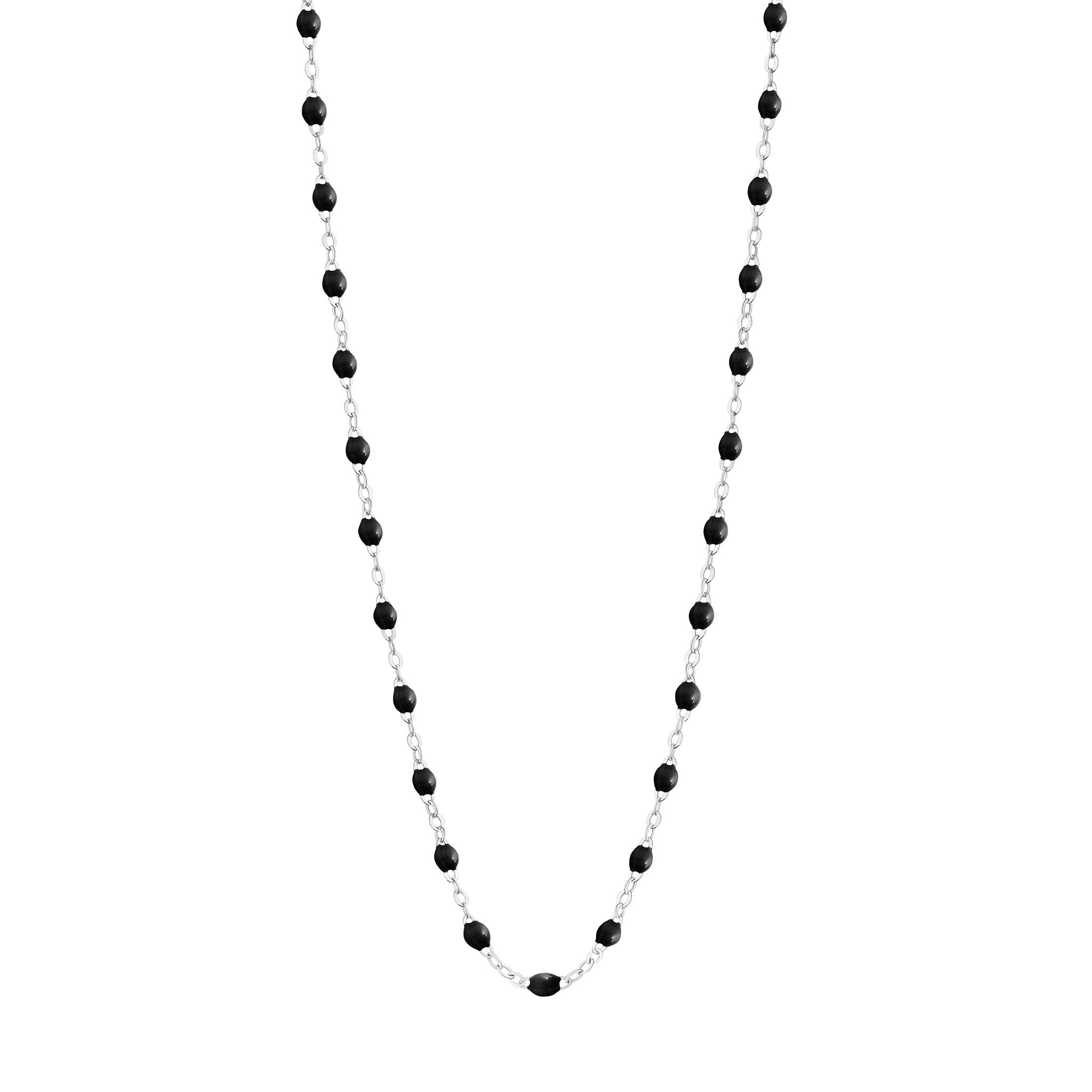 Collier noir Classique Gigi, or blanc, 42 cm