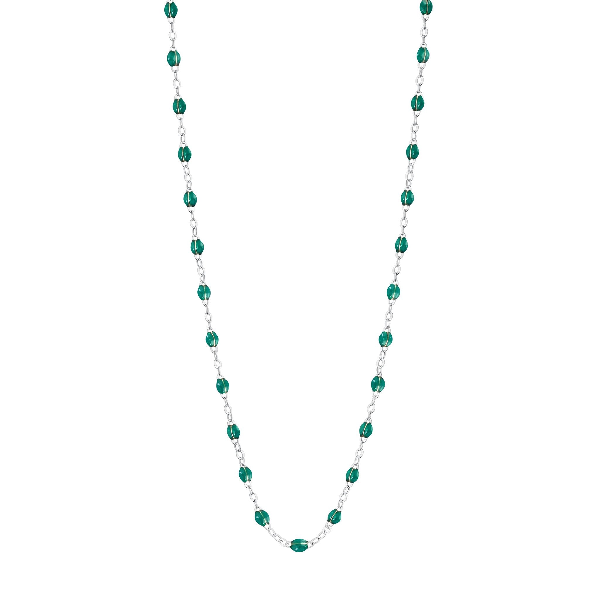 Collier émeraude Classique Gigi, or blanc, 45 cm