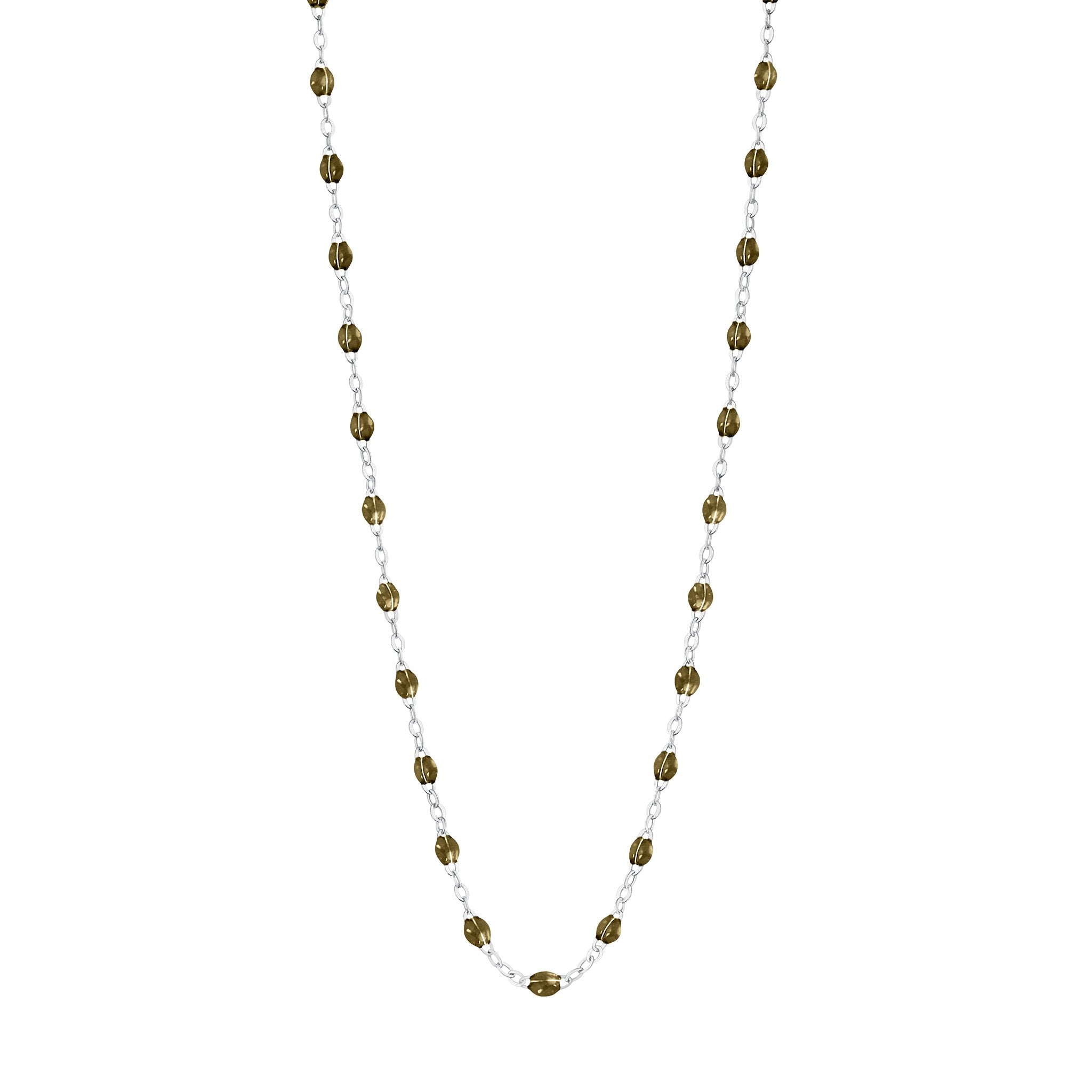 Collier kaki Classique Gigi, or blanc, 42 cm