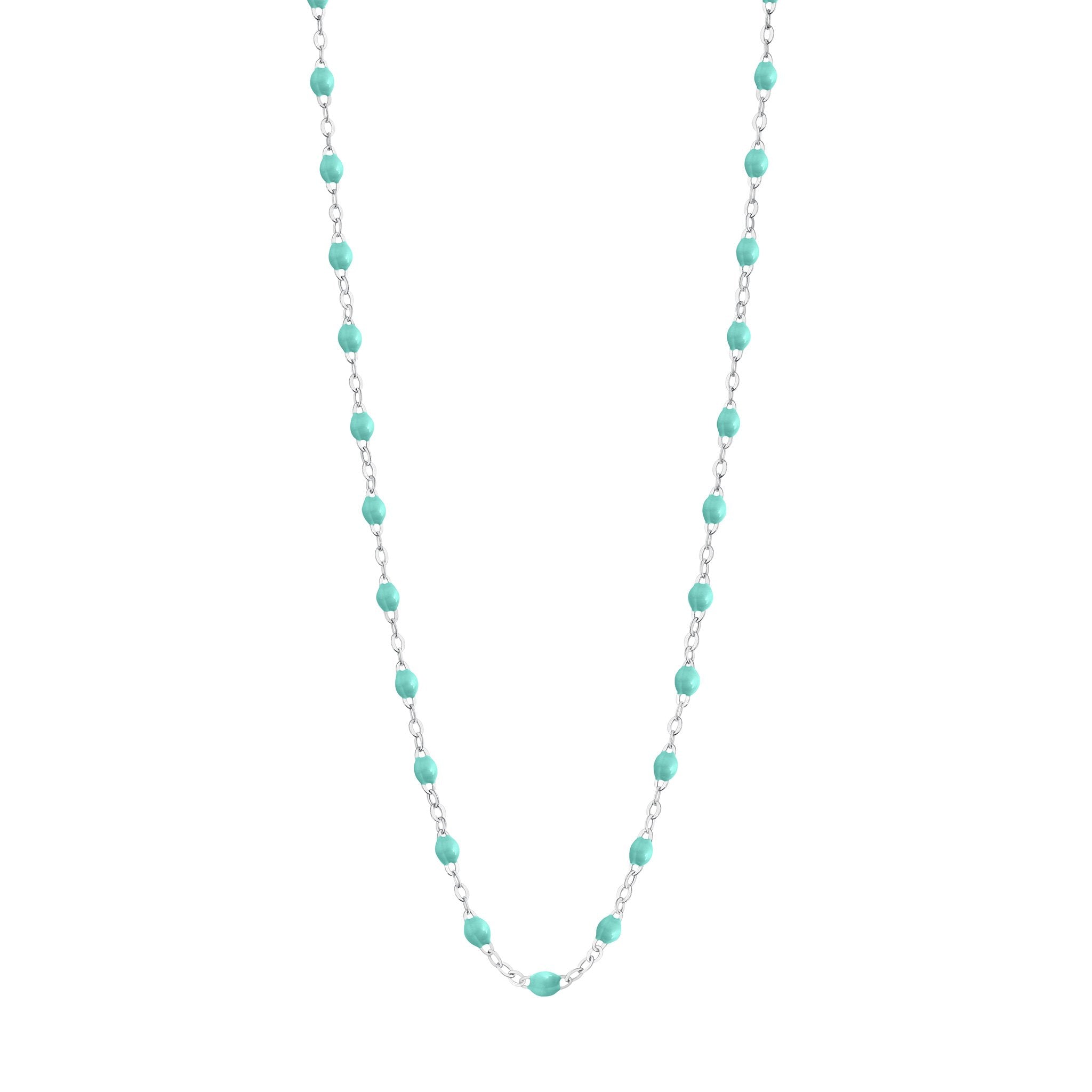 Collier vert d'eau Classique Gigi, or blanc, 42 cm