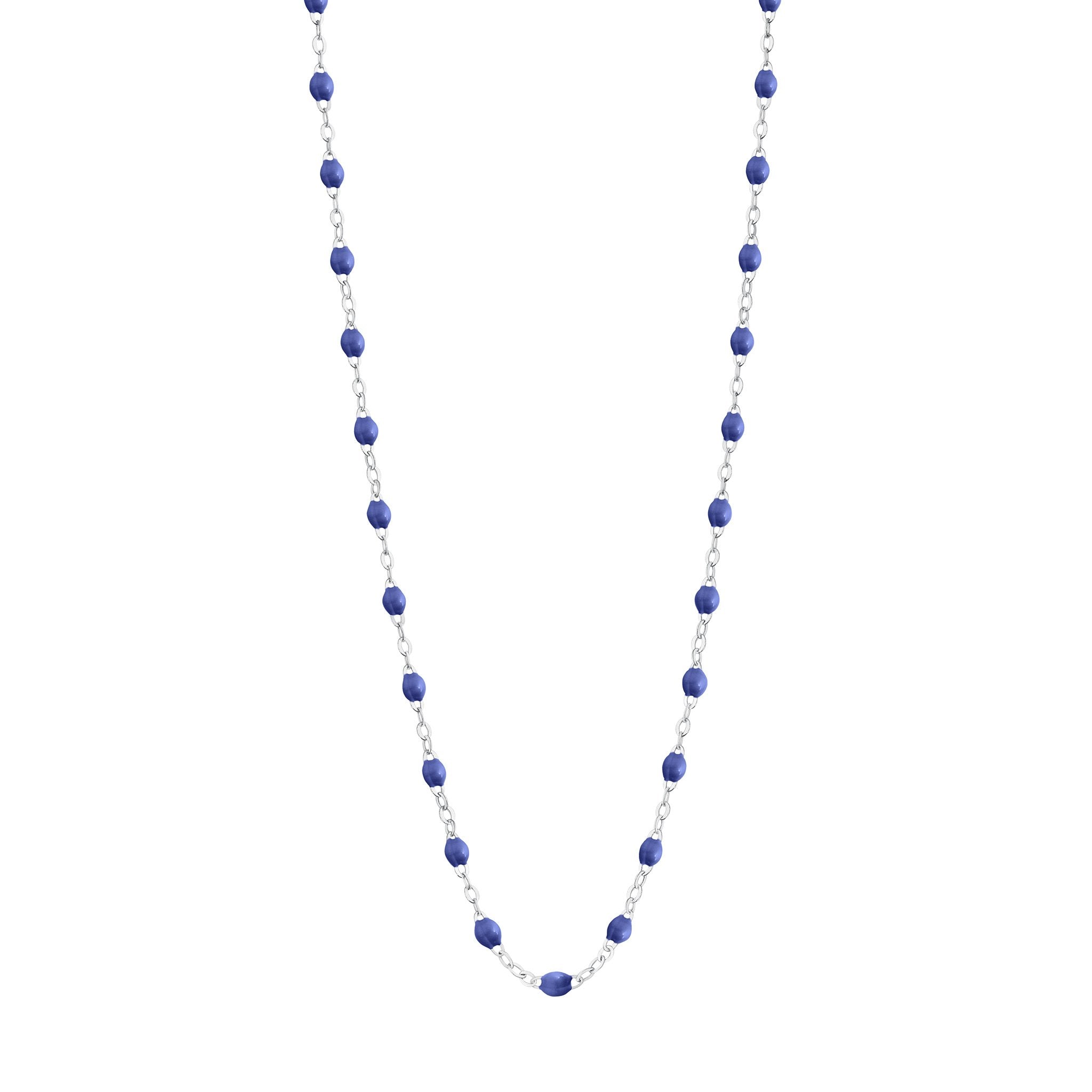 Collier bleuet Classique Gigi, or blanc, 42 cm