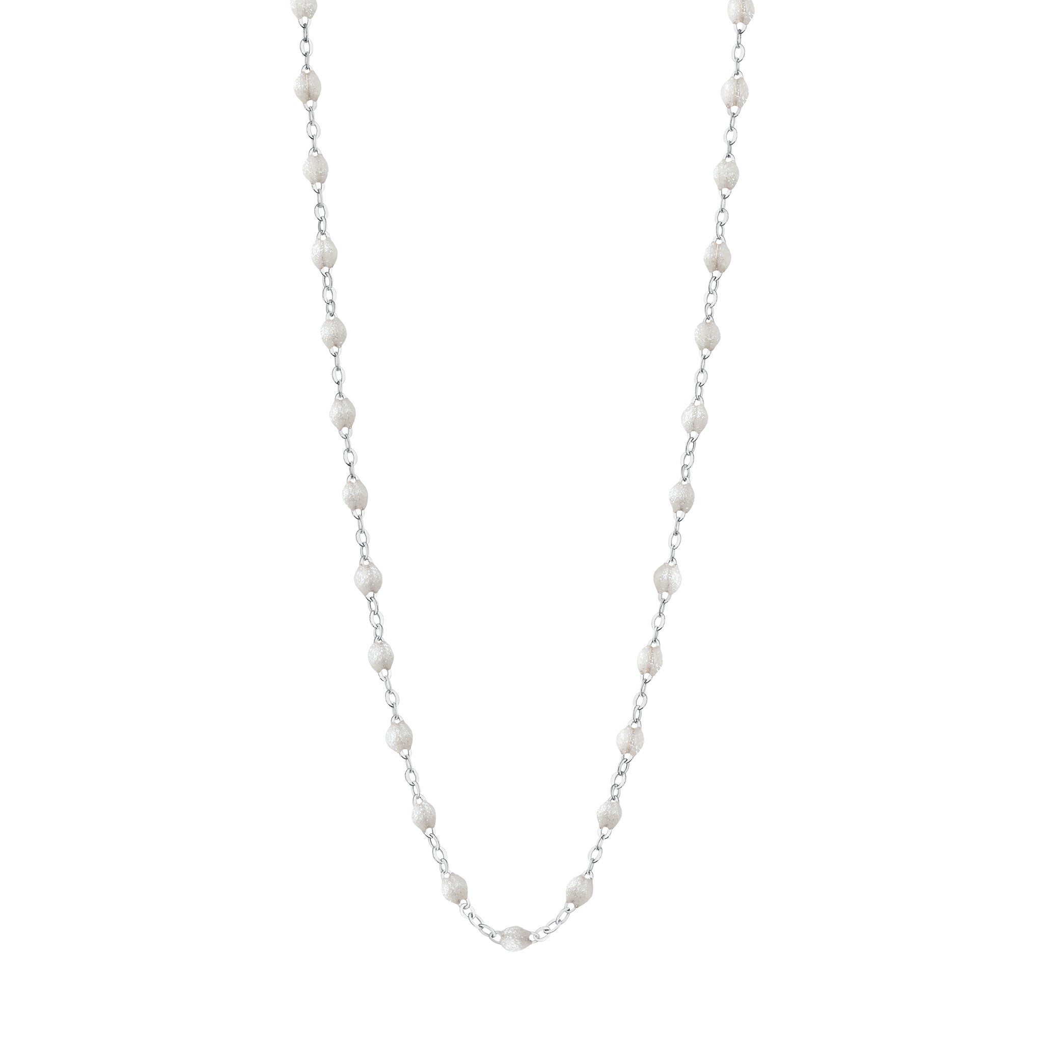 Collier opale Classique Gigi, or blanc, 45 cm