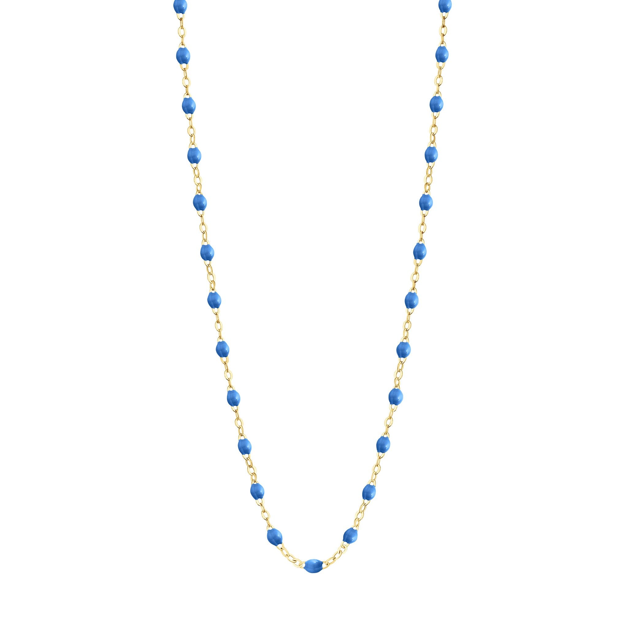 Collier bleu fluo Classique Gigi, or jaune, 45 cm