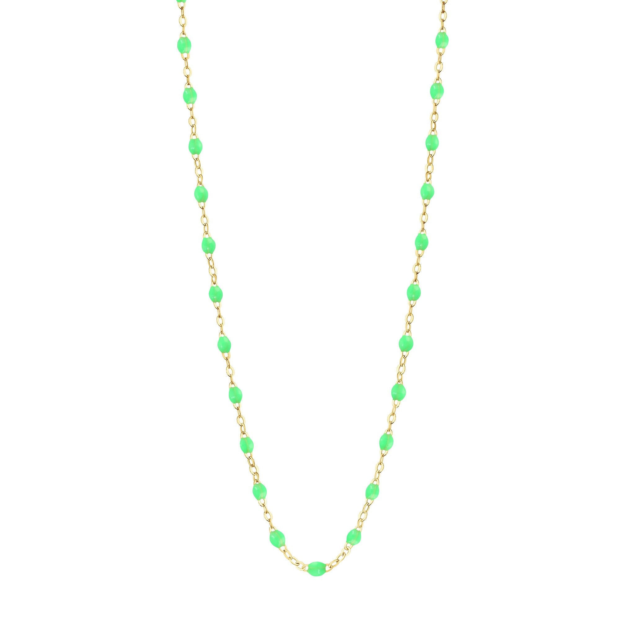 Collier vert fluo Classique Gigi, or jaune, 45 cm