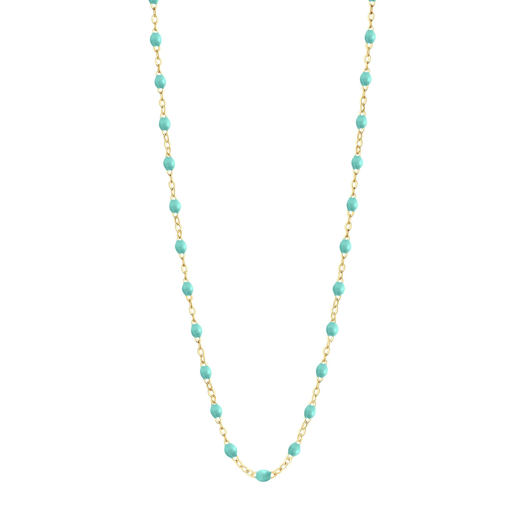 Collier vert d'eau Classique Gigi, or jaune, 42 cm