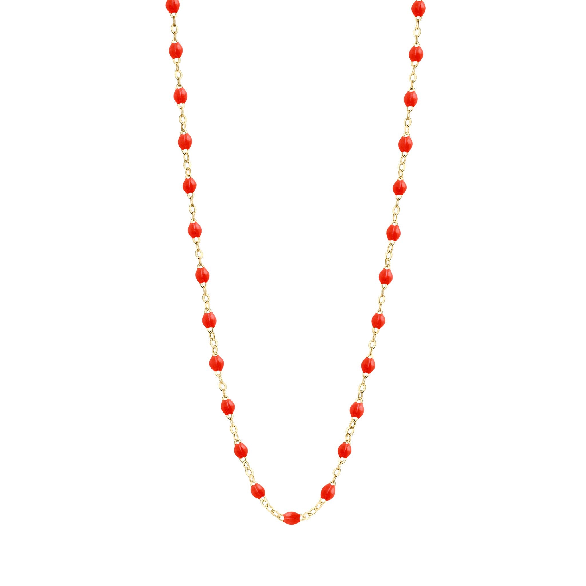 Collier corail Classique Gigi, or jaune, 45 cm