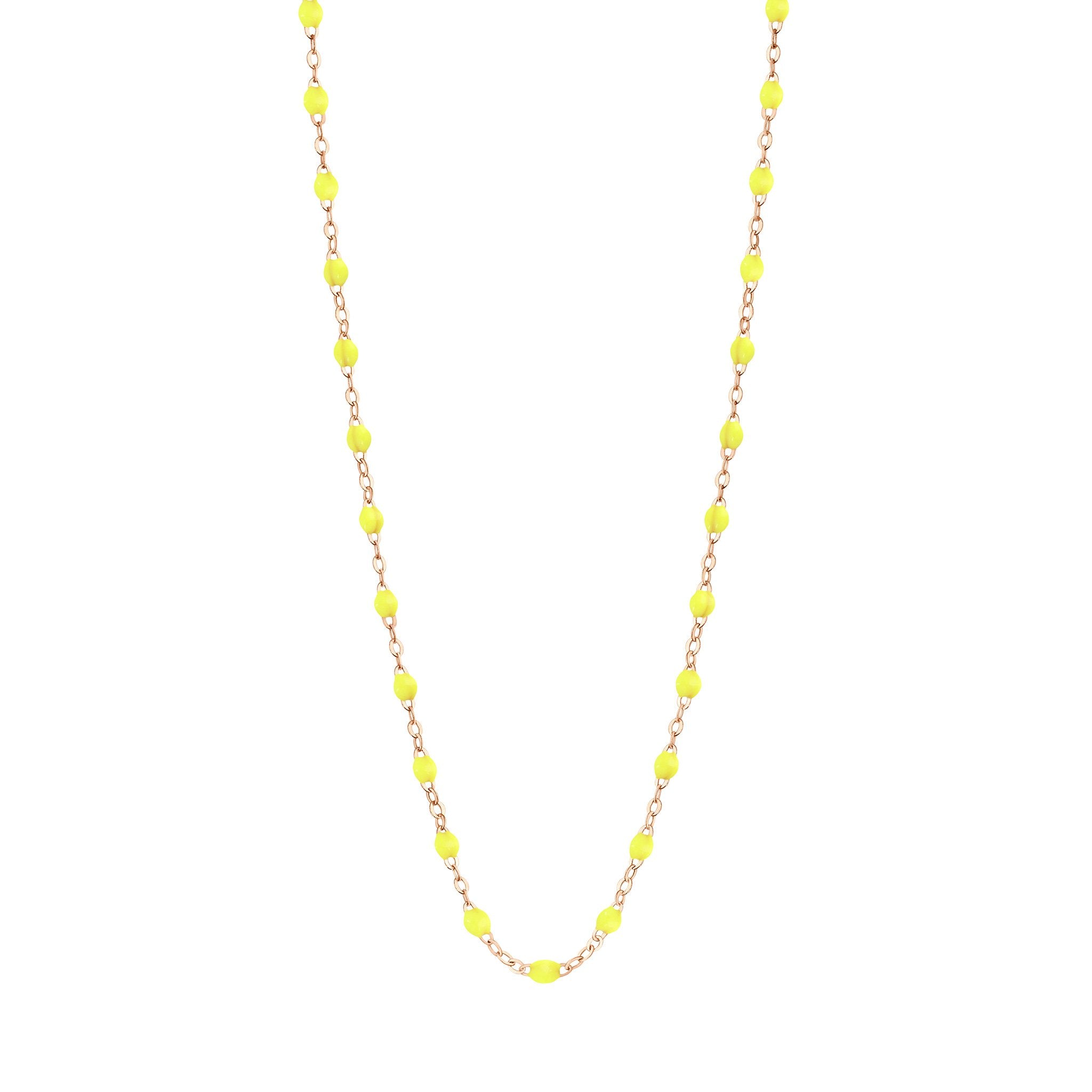 Collier jaune fluo Classique Gigi, or rose, 45 cm